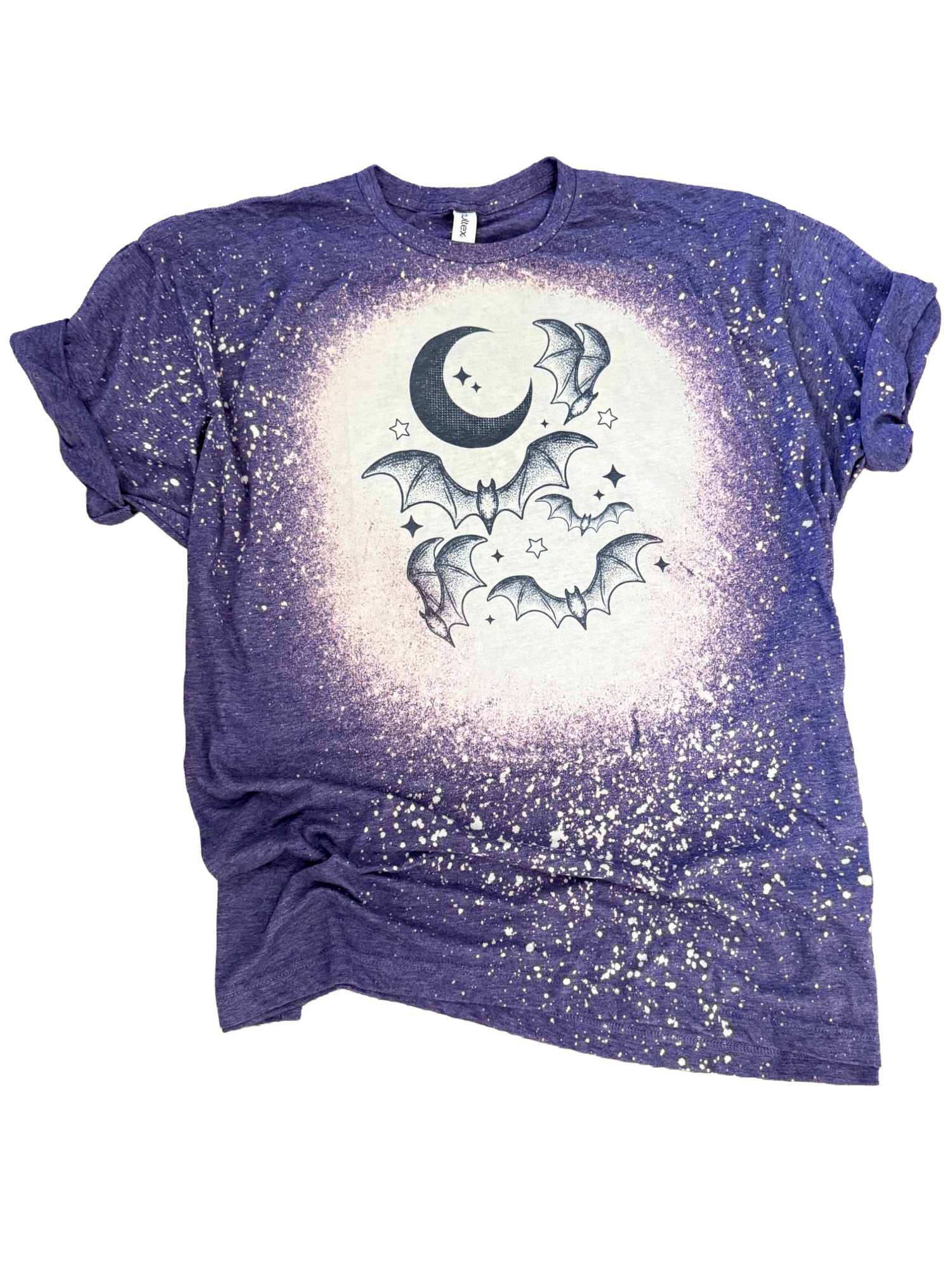 Moon + Bats Halloween Bleached Tee Hoodie, Sweatshirt | PodTeesHub.com