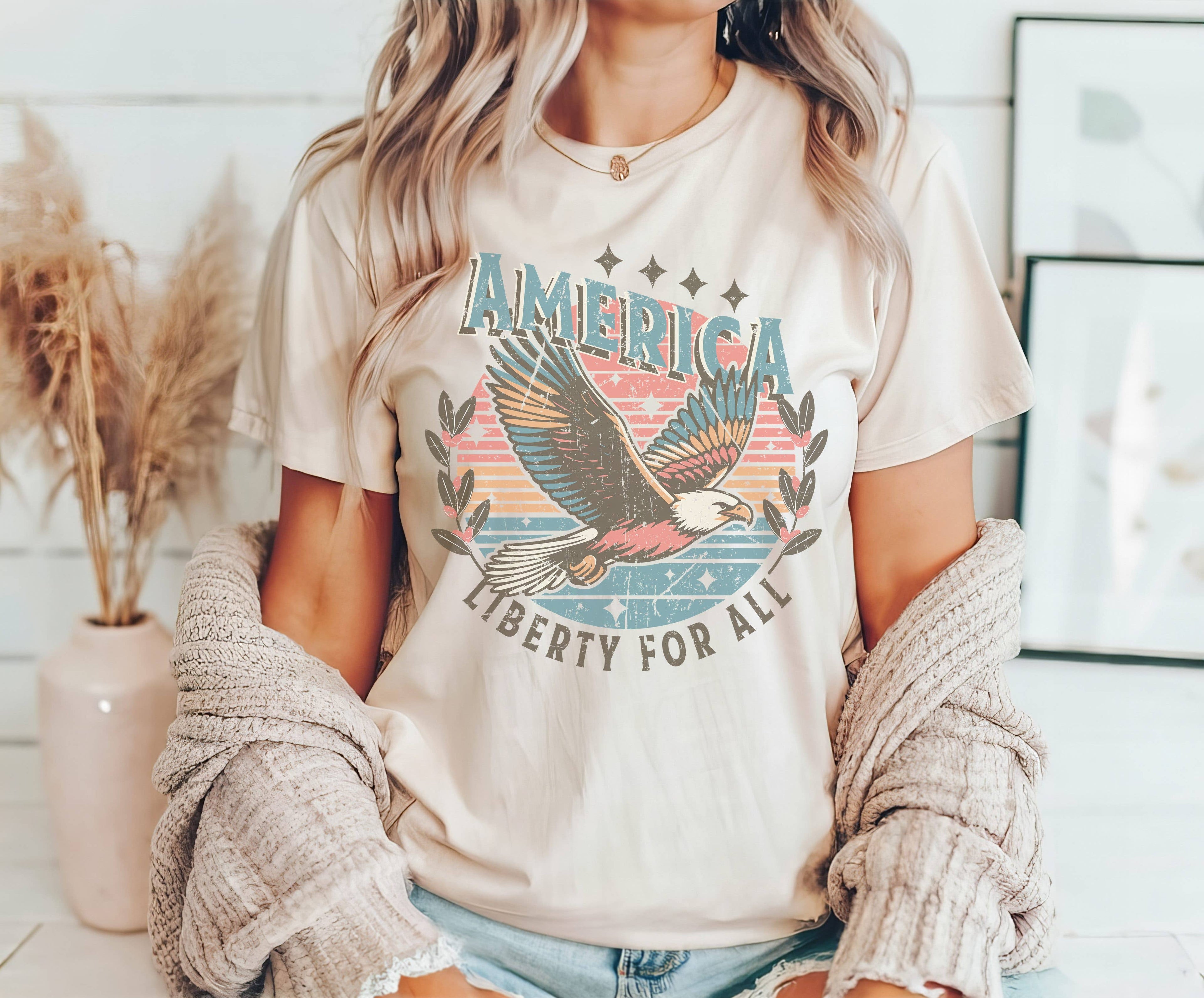 America Liberty For All Tee | Patriotic T Shirt | Usa Tee Hoodie, Sweatshirt | PodTeesHub.com