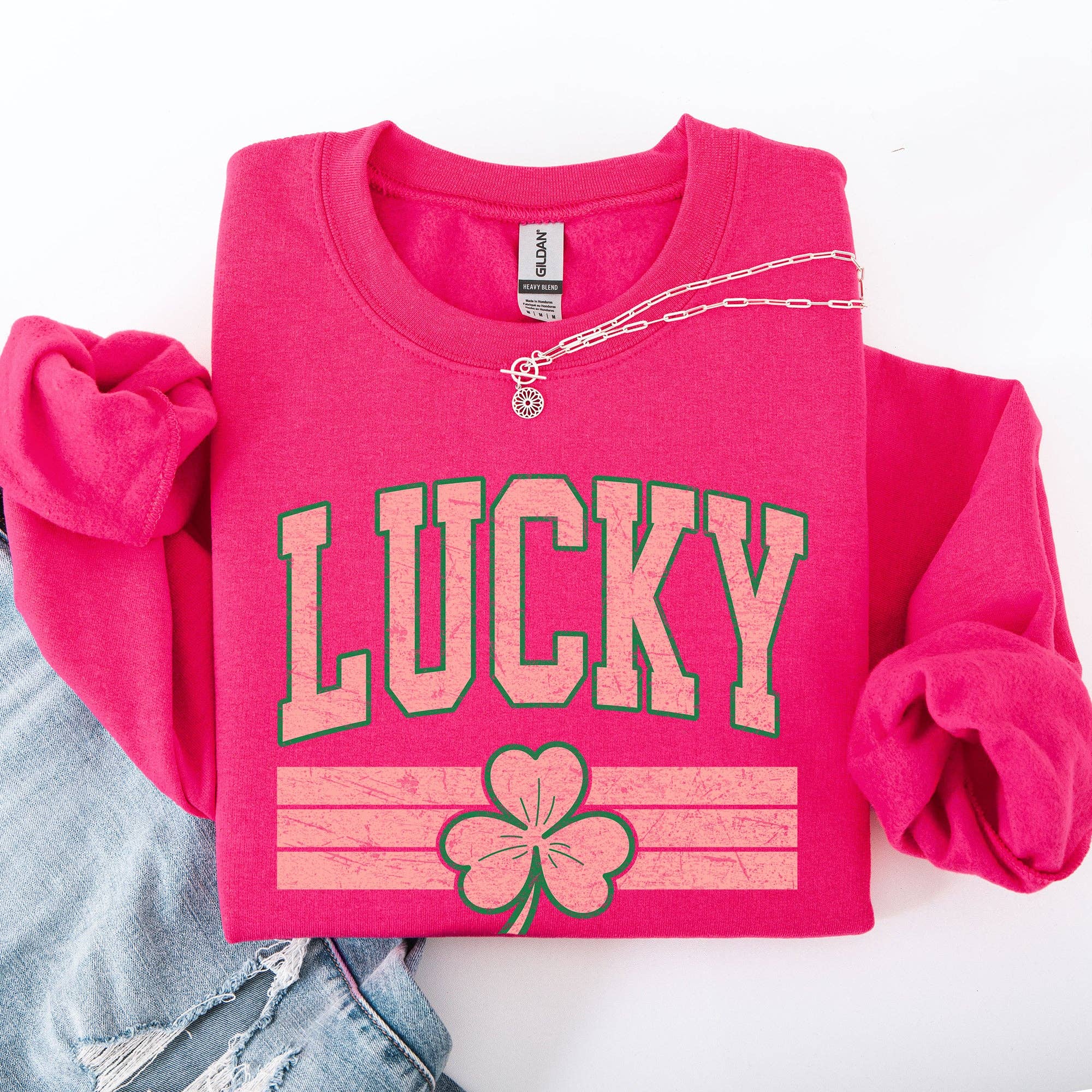 Vintage Lucky, Stripes, St Patrick's Day, Clover Sweatshirt T-Shirts, Hoodie | PodTeesHub.com