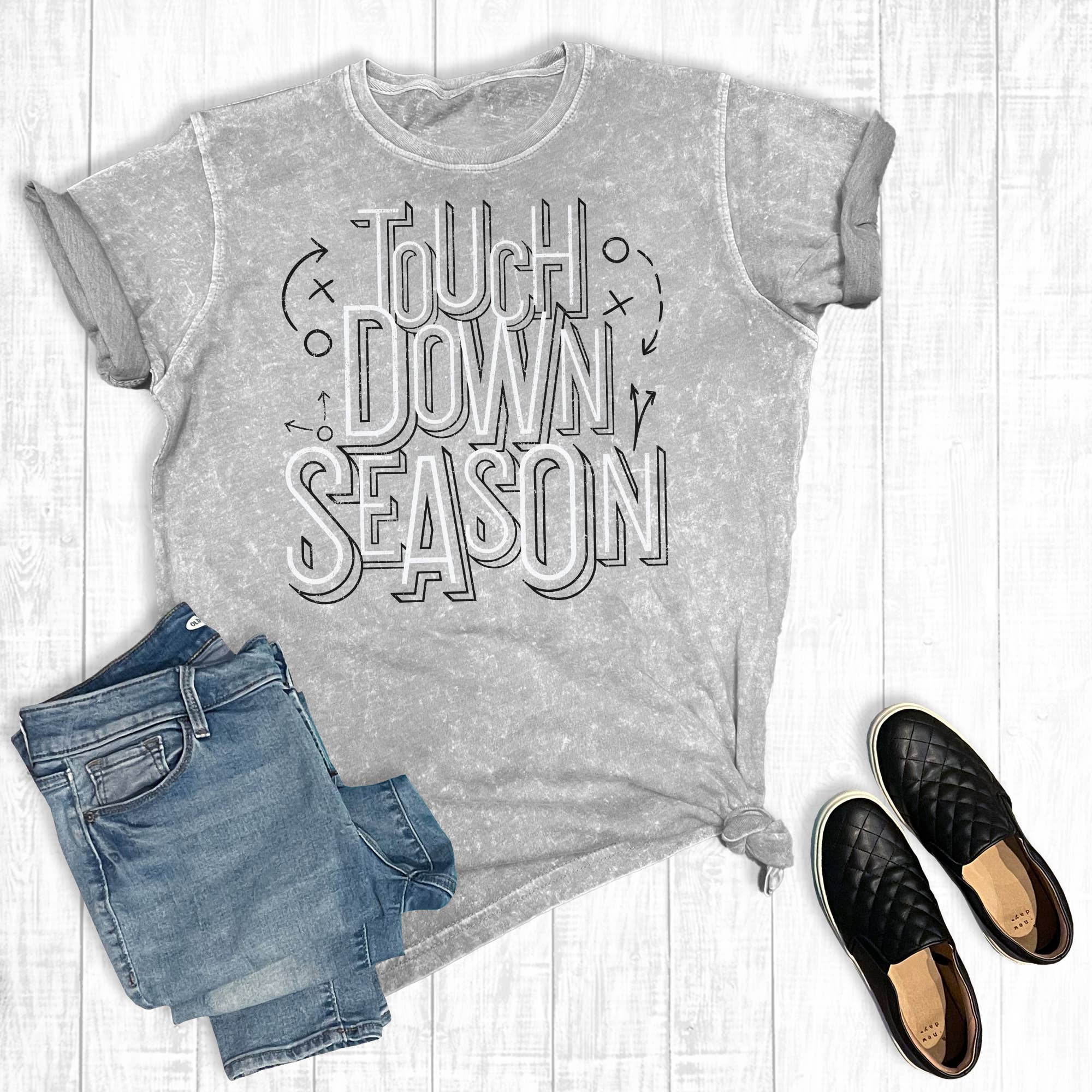 Football Touchdown Season Mineral Wash Graphic Tee Hoodie, Sweatshirt | PodTeesHub.com