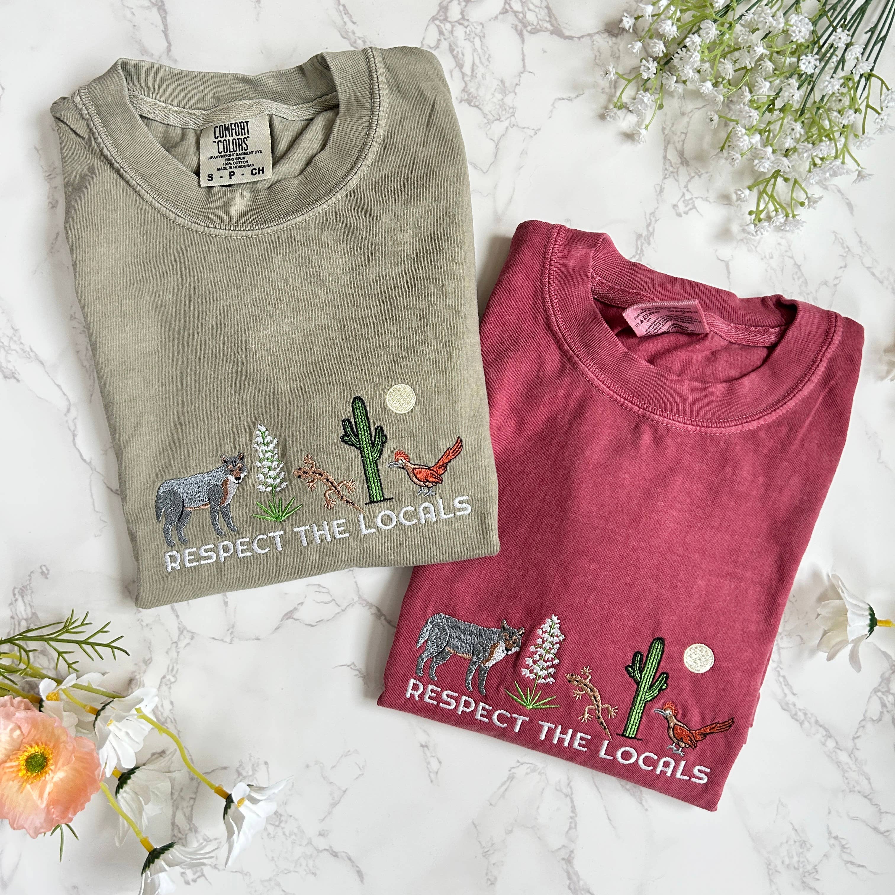 Embroidered Respect the Locals Desert Nature Tshirt Hoodie, Sweatshirt | PodTeesHub.com