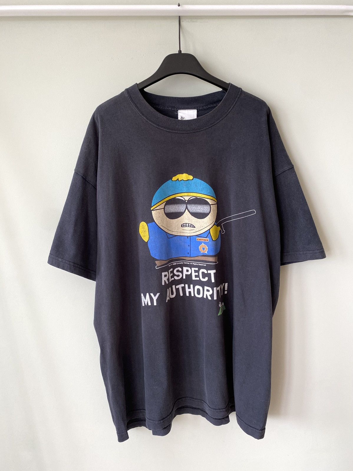 Vintage 1998 South Park Cartman Police Respect My Authority Tshirt Hoodie, Sweatshirt | PodTeesHub.com