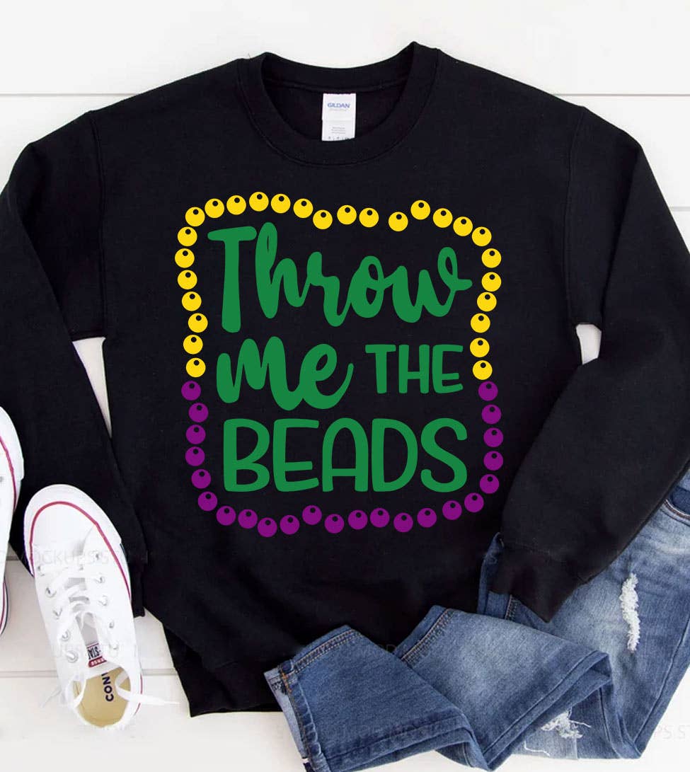 Throw Me the Beads - Mardi Gras Fun Party Nola Sweatshirt T-Shirts, Hoodie | PodTeesHub.com