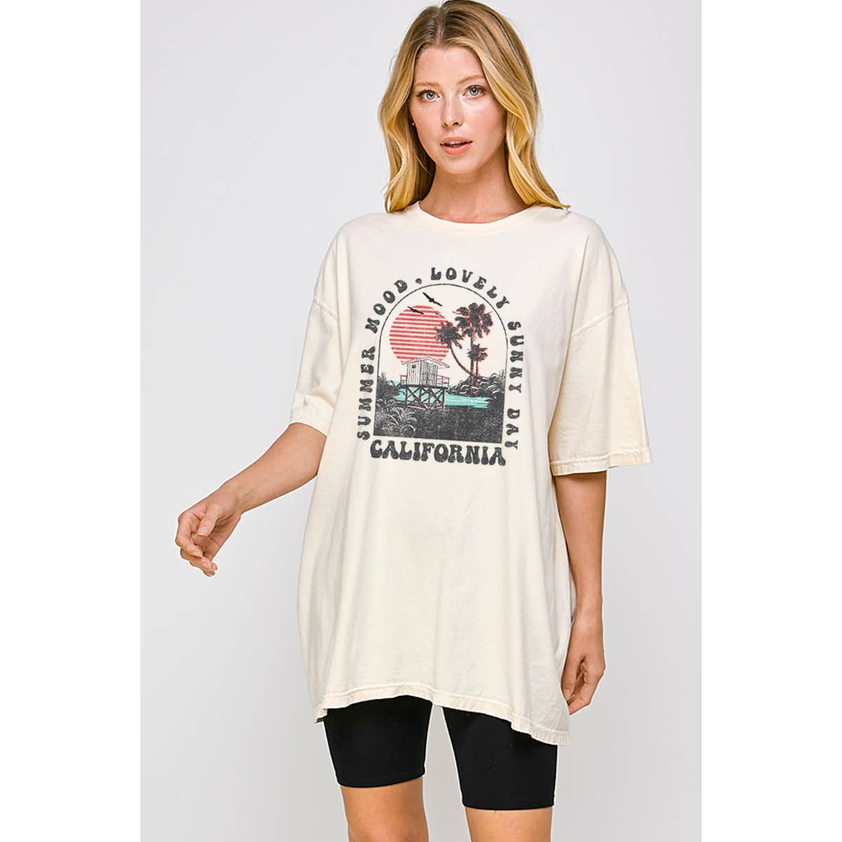 California Beach Vintage Graphic Oversized Tee Hoodie, Sweatshirt | PodTeesHub.com