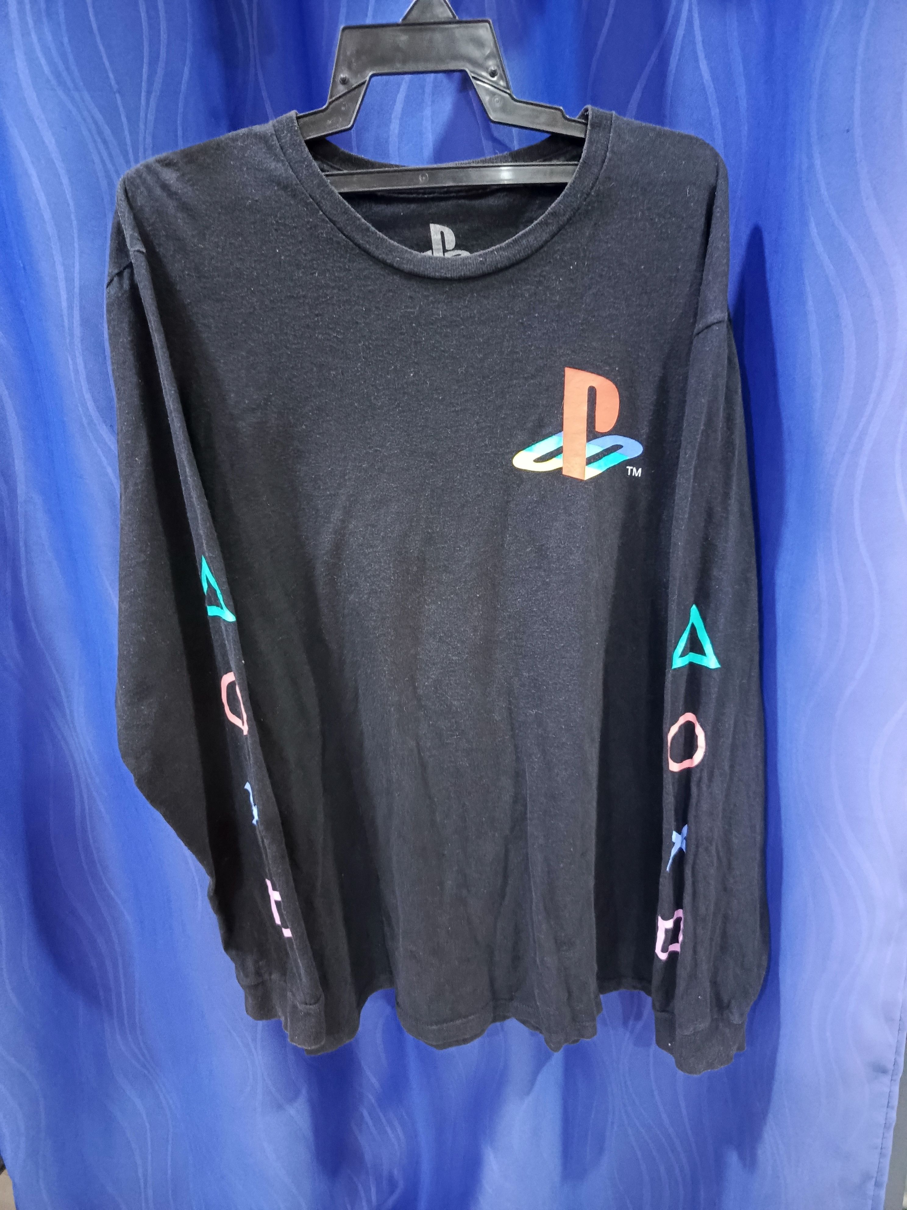 Playstation T Shirt Black Long Sleeve Logo On Sleeves Hoodie, Sweatshirt | PodTeesHub.com