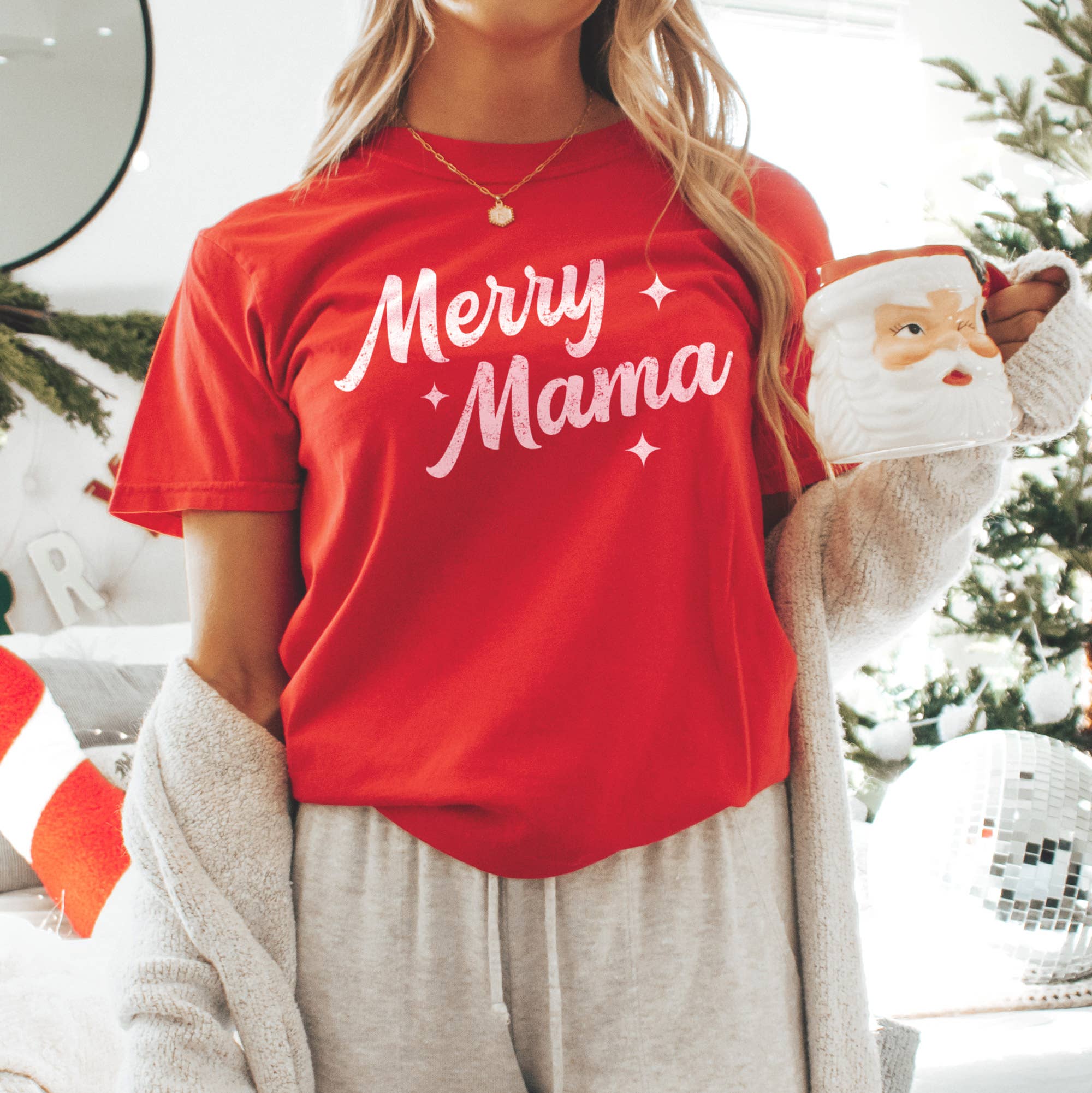 Merry Mama T-Shirt, Retro Christmas Comfort Colors Tee Hoodie, Sweatshirt | PodTeesHub.com