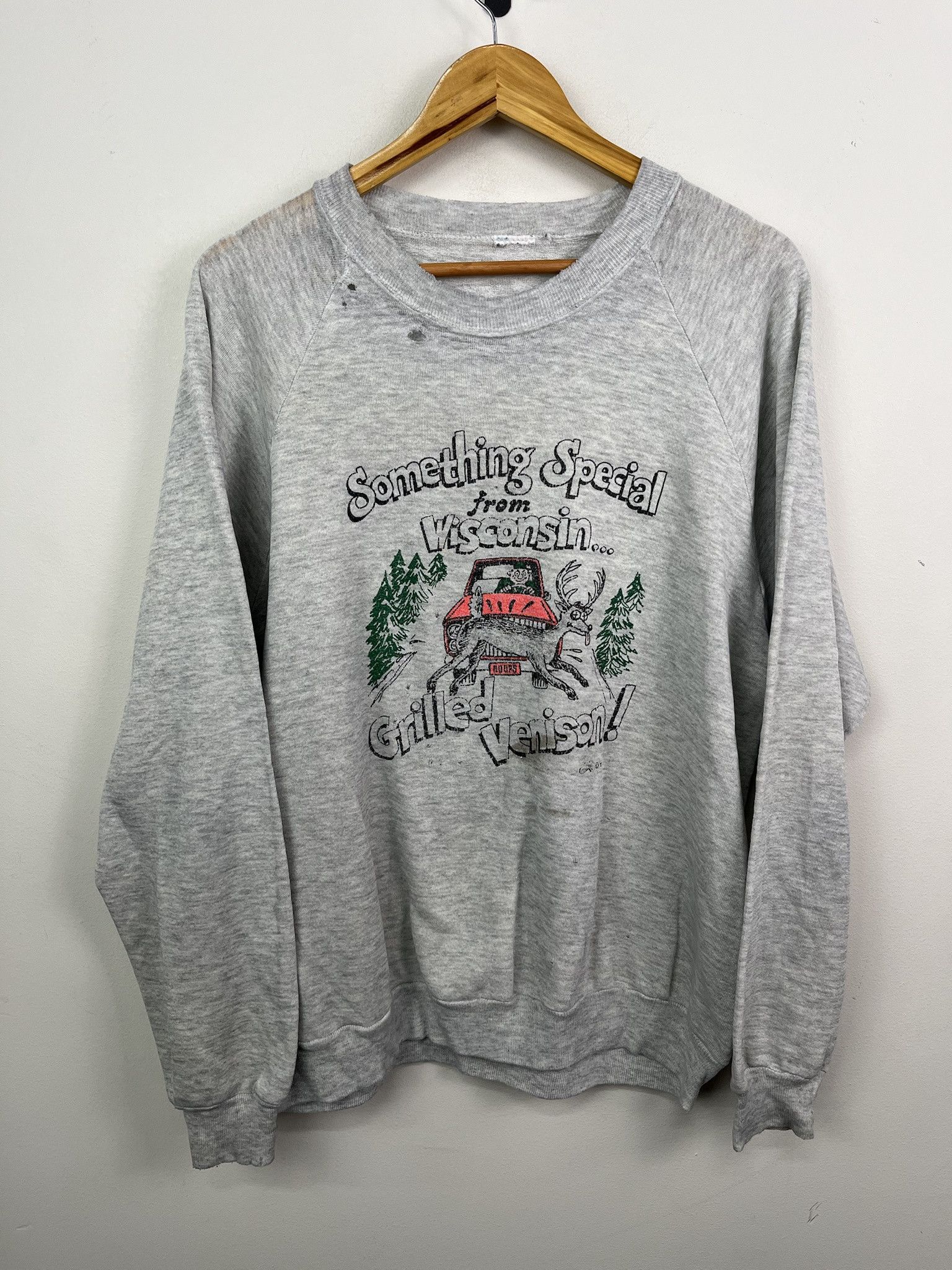 Vintage 90 S Something Special From Wisconsin Grilled Venison Joke Country Funny Pullover Cr T-Shirts, Hoodie, Sweatshirt