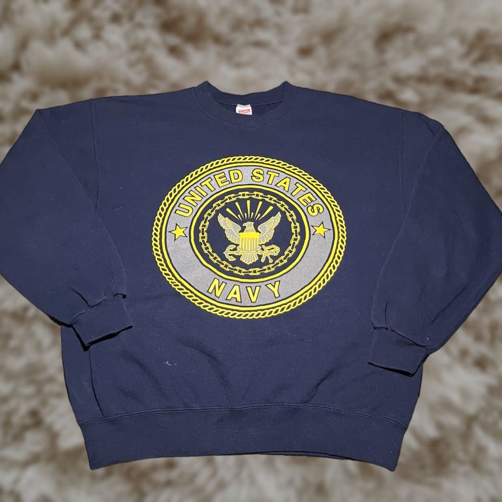 Vintage Soffe Sweatshirt Usa Navy Ocs Crewneck Large Pullover Graphic Print Crewneck Long Slee T-Shirts, Hoodie