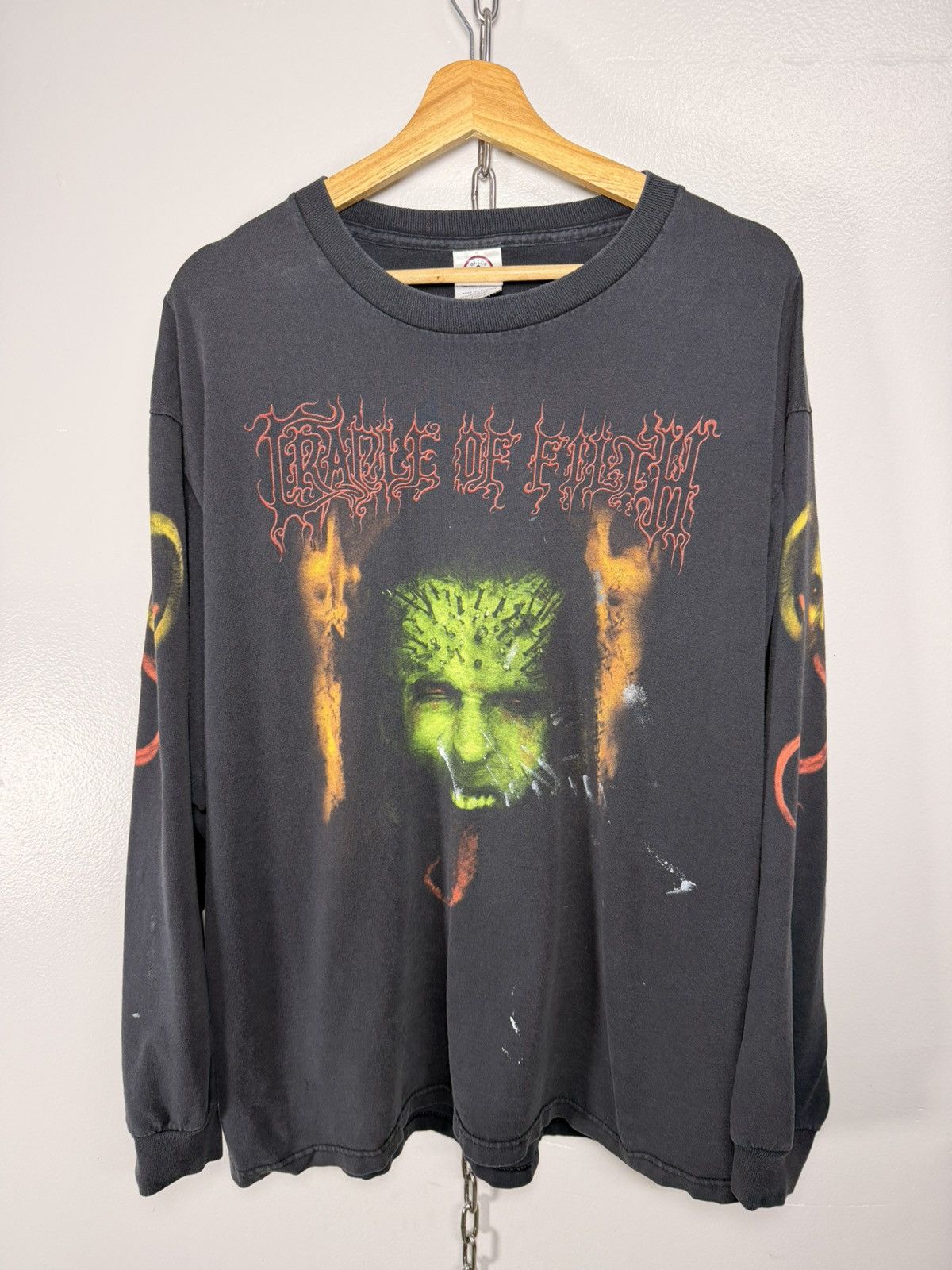 Band Tees Vintage Cradle Of Filth Eve Pleaser Faded Long Sleeve Hoodie, Sweatshirt | PodTeesHub.com