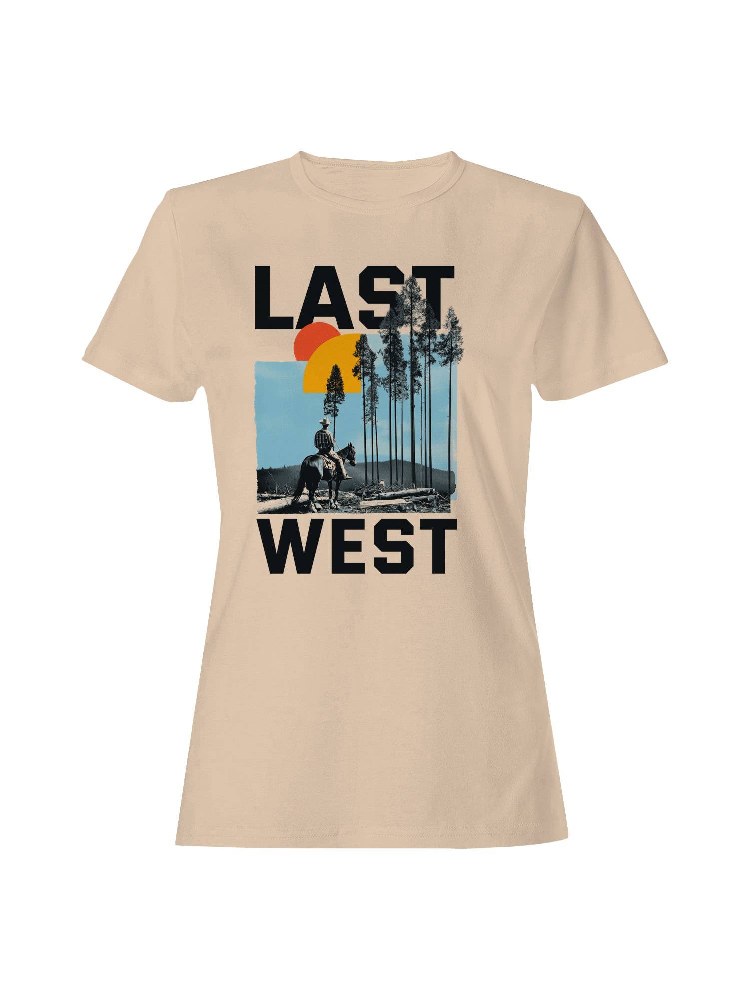 Last West Cowboy At Sunset Women's T-Shirt Hoodie, Sweatshirt | PodTeesHub.com