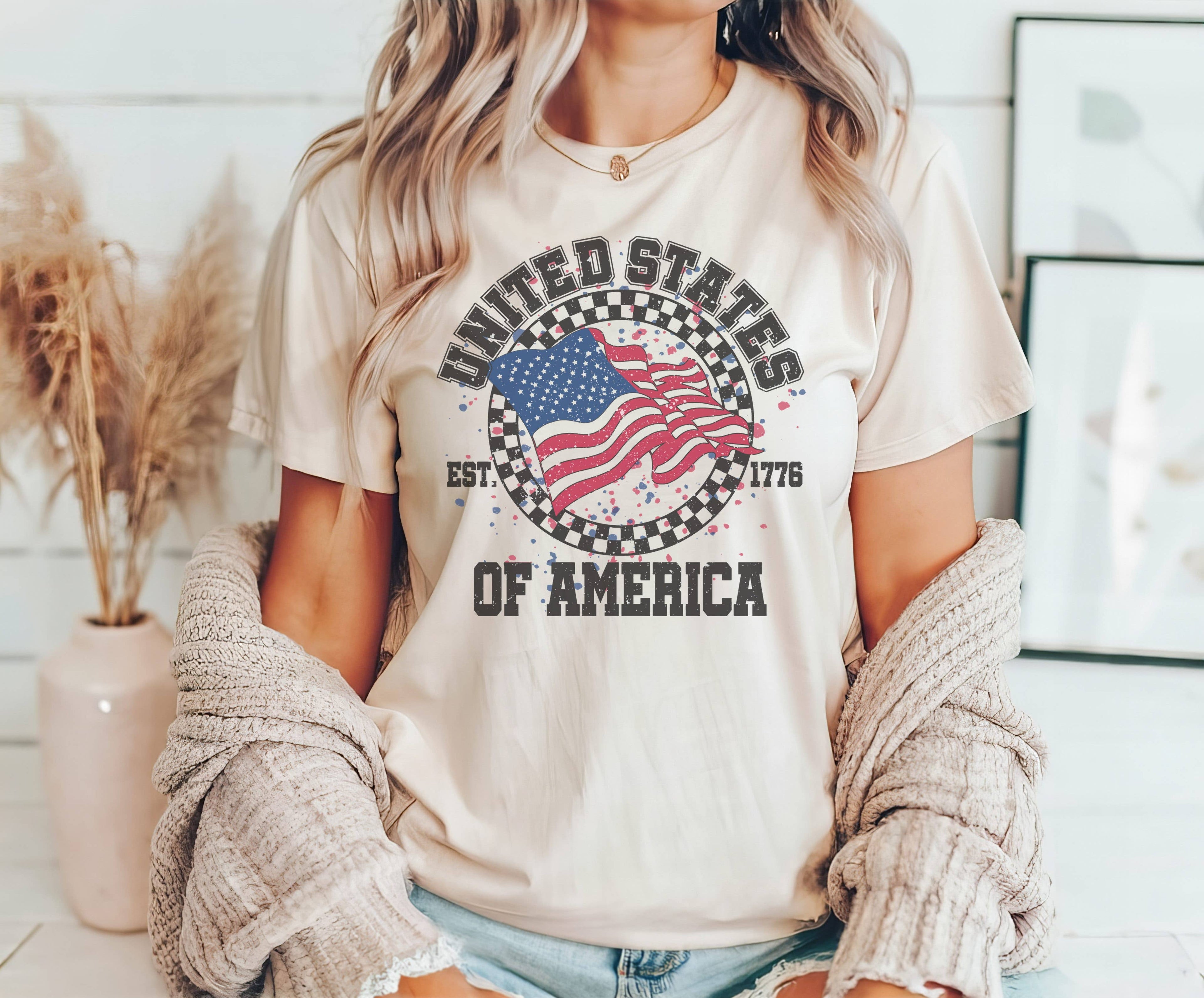 USA Checker Flag Tee | Patriotic T Shirt Hoodie, Sweatshirt | PodTeesHub.com