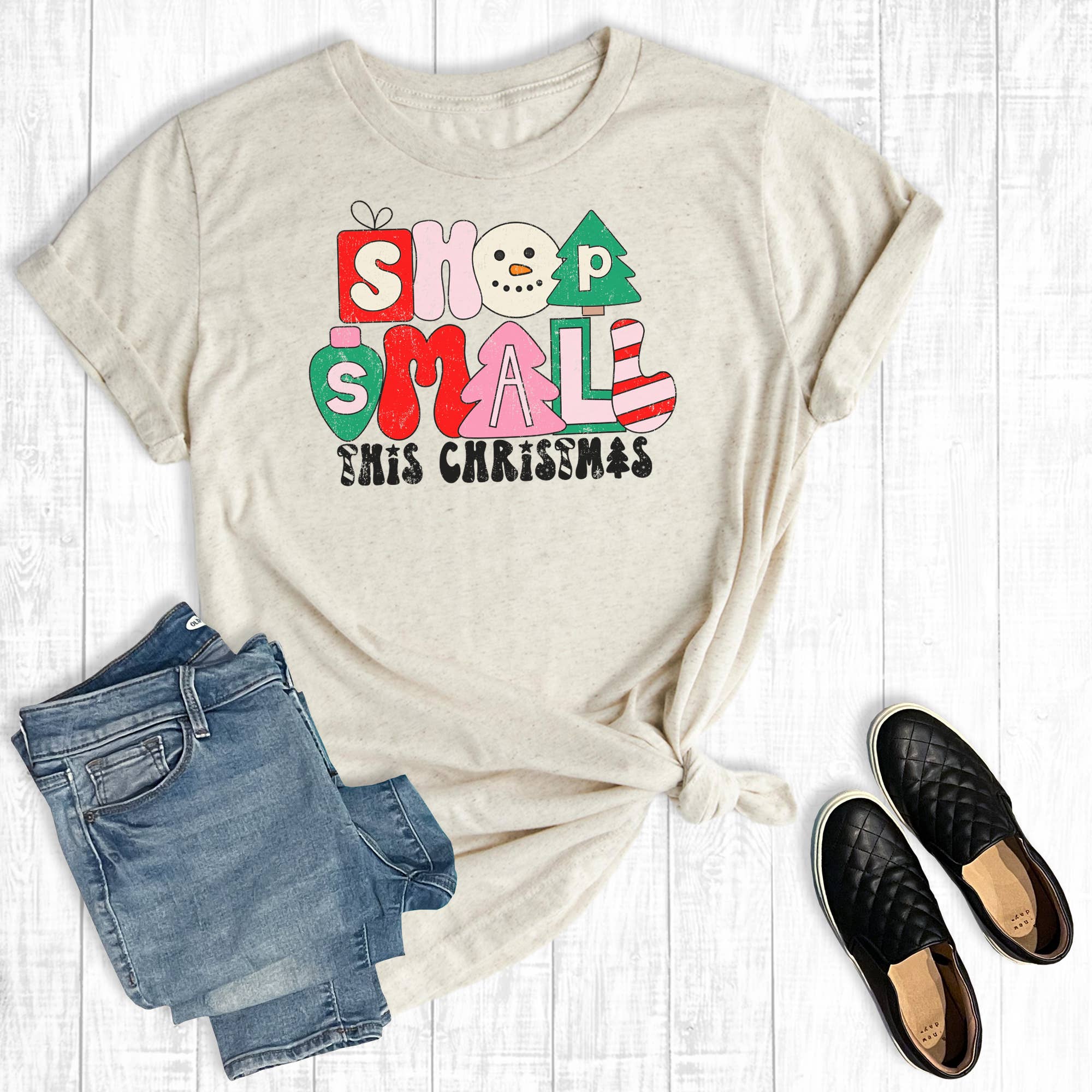 Shop Small This Christmas Graphic Tee Hoodie, Sweatshirt | PodTeesHub.com