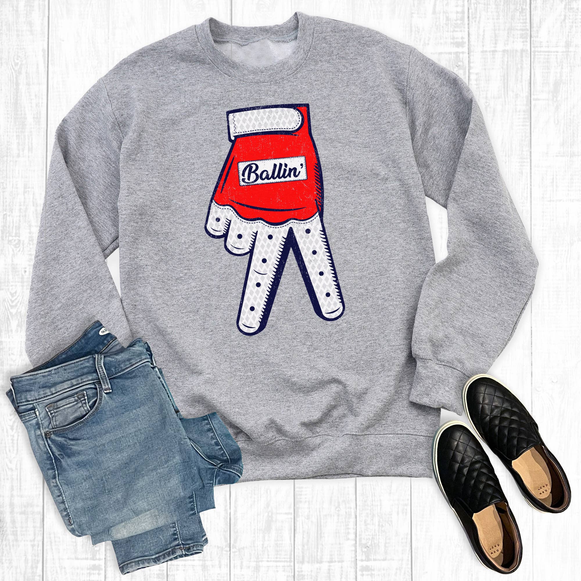 Baseball Ballin' Batting Glove Sweatshirt T-Shirts, Hoodie | PodTeesHub.com