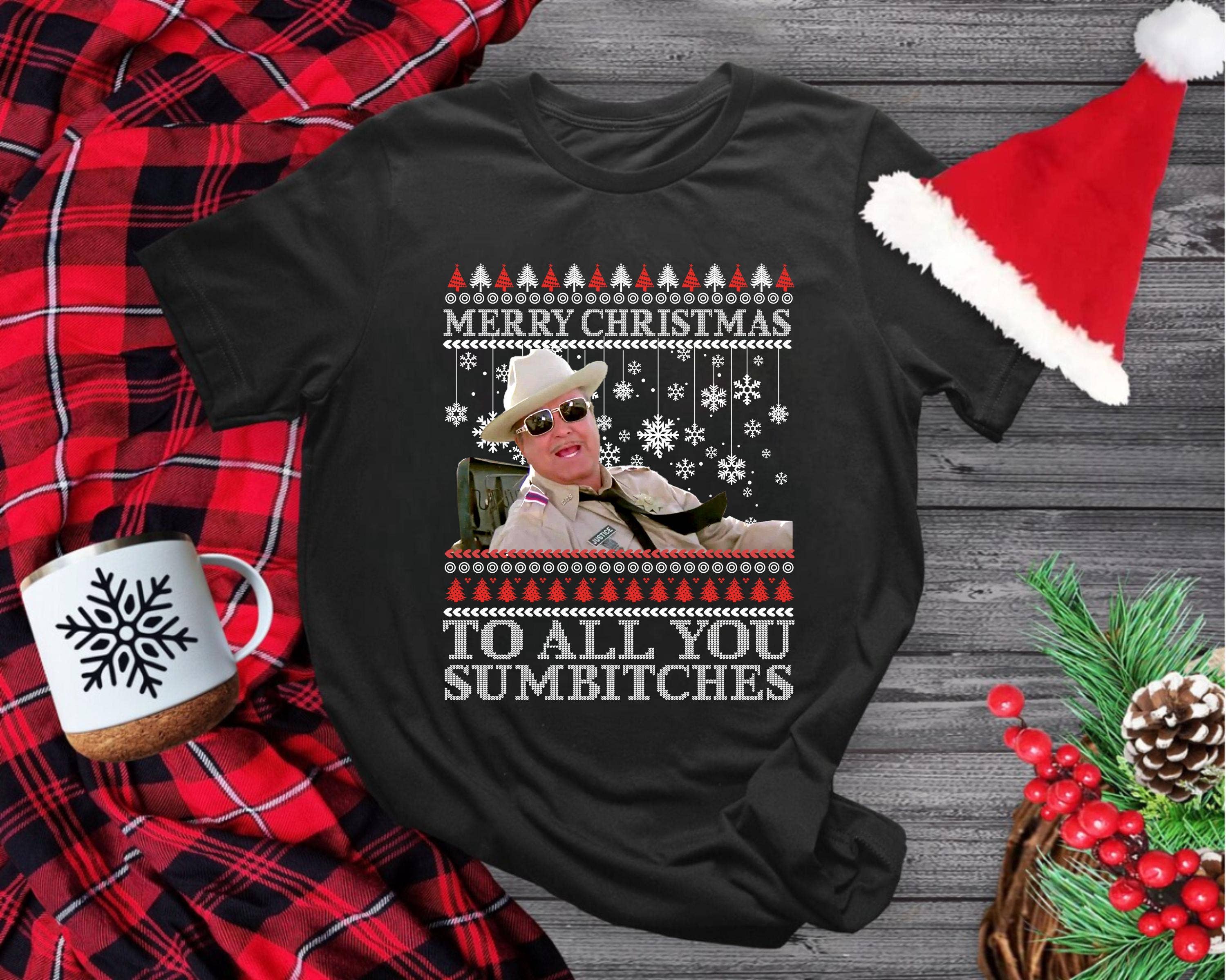 Merry Christmas Sumbitches Crewneck Shirt Hoodie, Sweatshirt | PodTeesHub.com