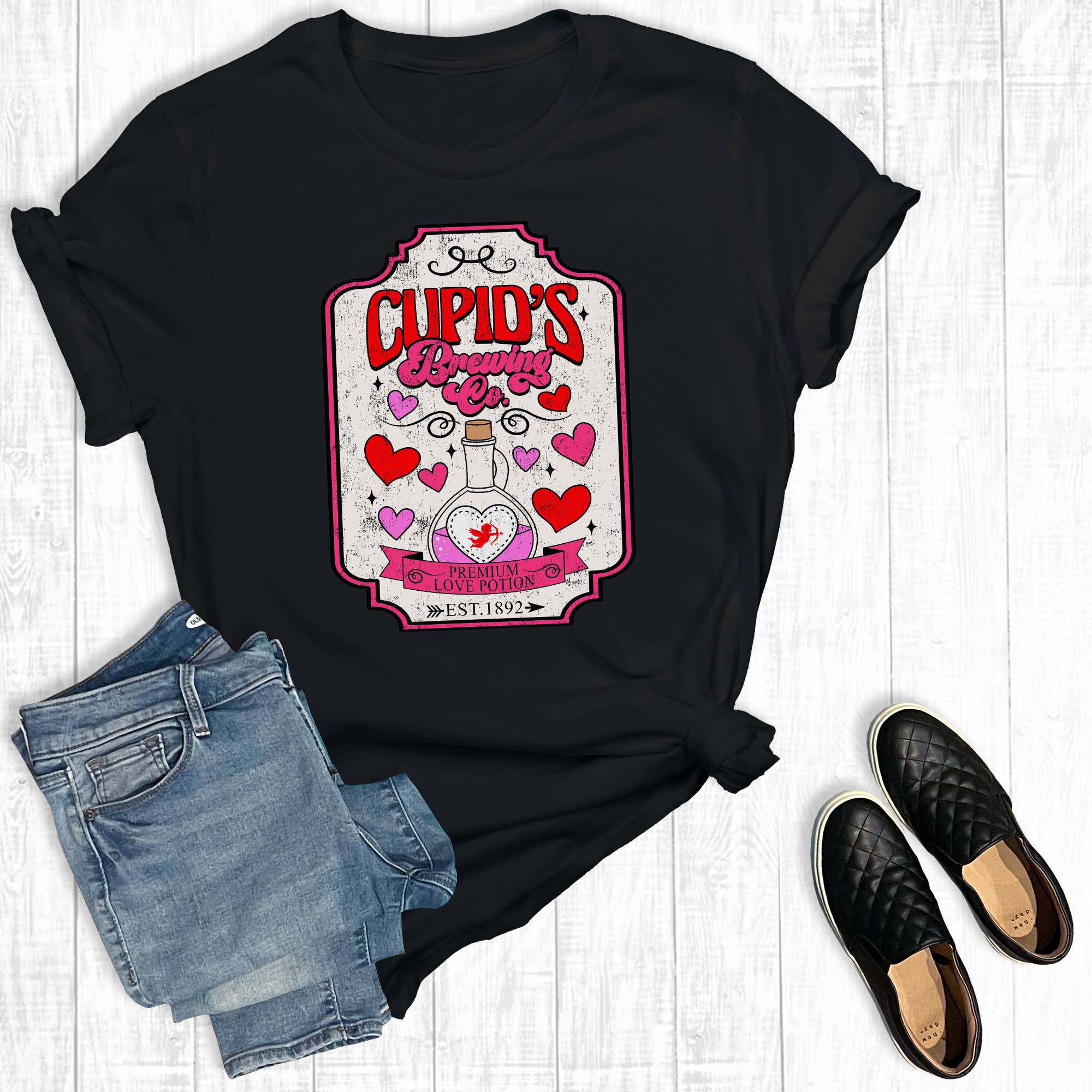 Retro Valentines Cupids Brewing Co Graphic Tee Hoodie, Sweatshirt | PodTeesHub.com
