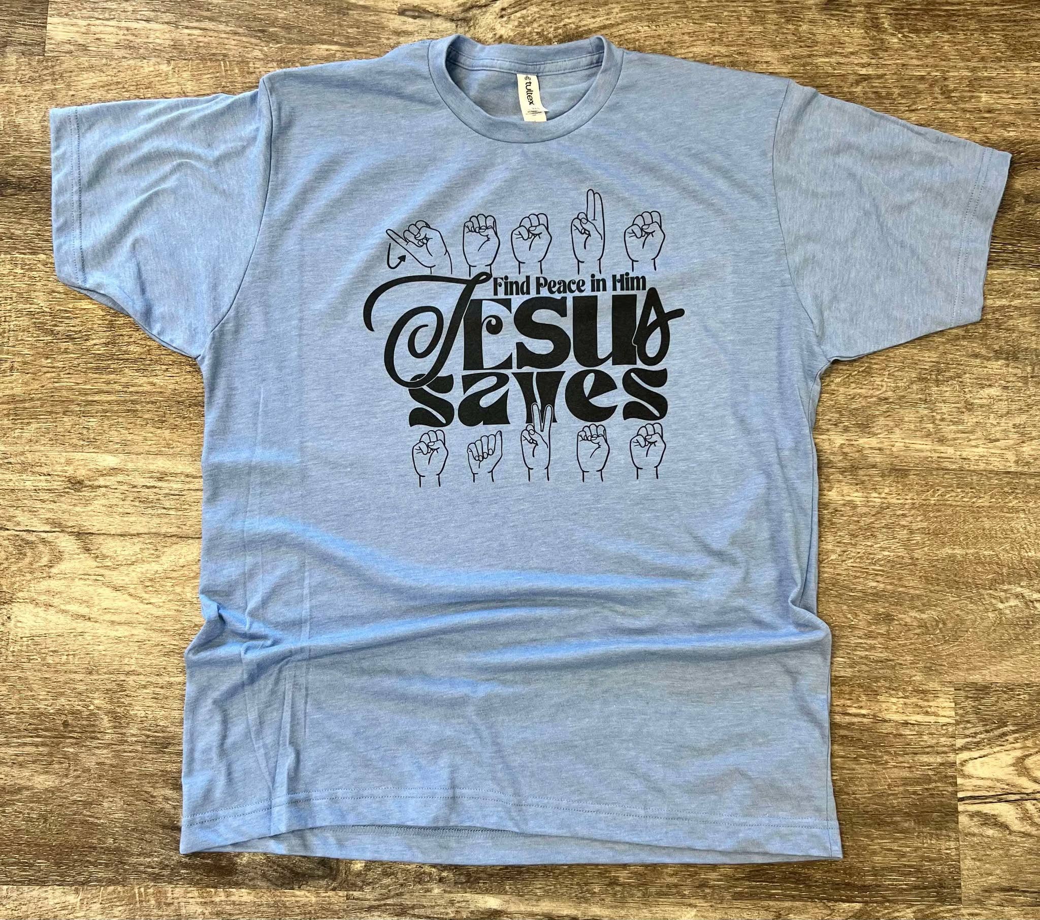 Jesus Saves Asl On Athletic Blue Tee Hoodie, Sweatshirt | PodTeesHub.com