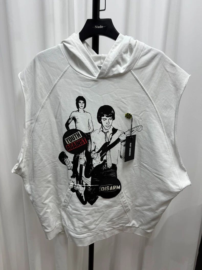 Simons Raf Simons Hooded White Graphic Sweatshirt T-Shirts, Hoodie | PodTeesHub.com