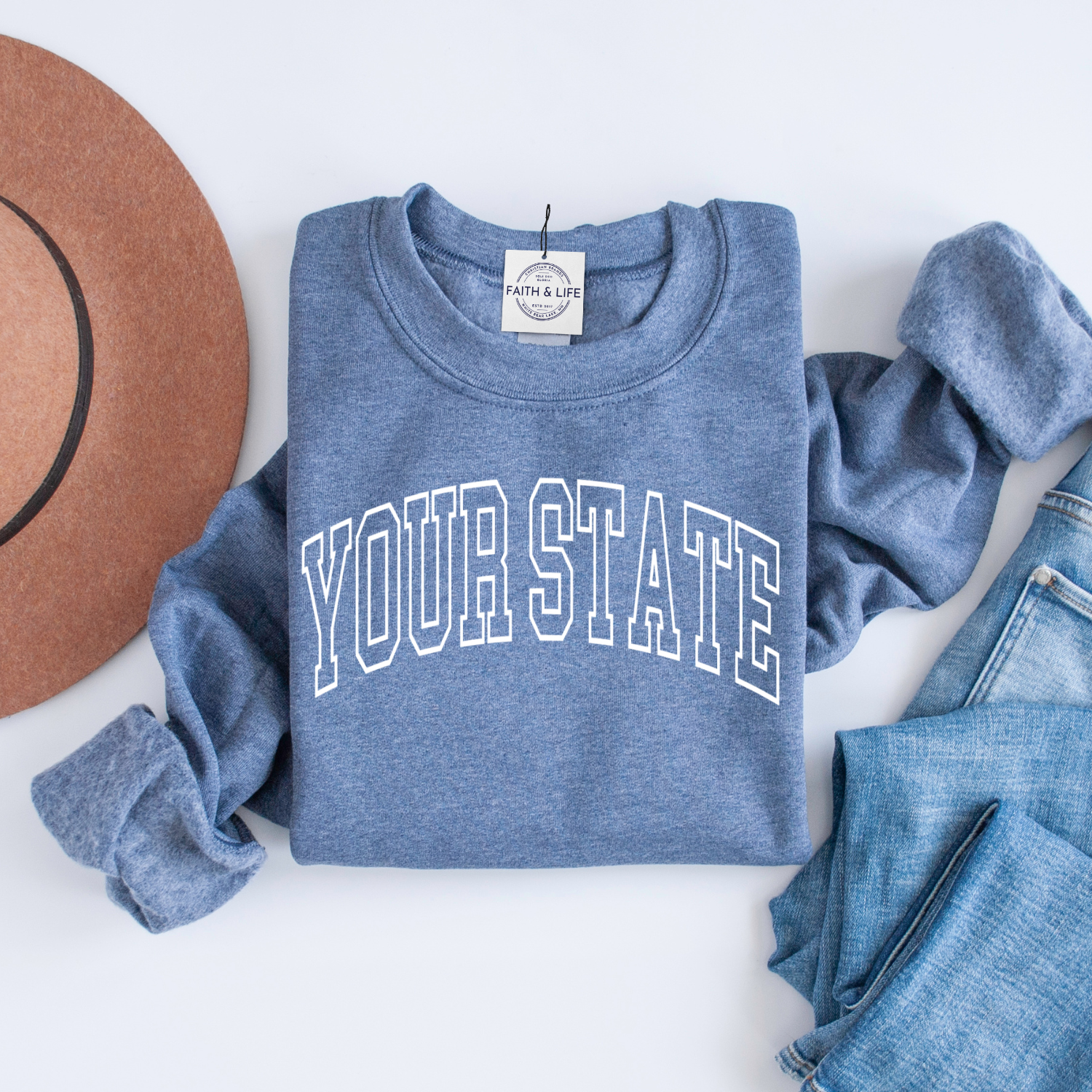 Custom State Text Varsity College Sweatshirt T-Shirts, Hoodie | PodTeesHub.com