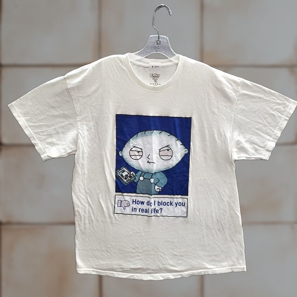Vintage Family Guy Men T Shirt Xl White How Do I Block You In Real Life Tee Hoodie, Sweatshirt | PodTeesHub.com