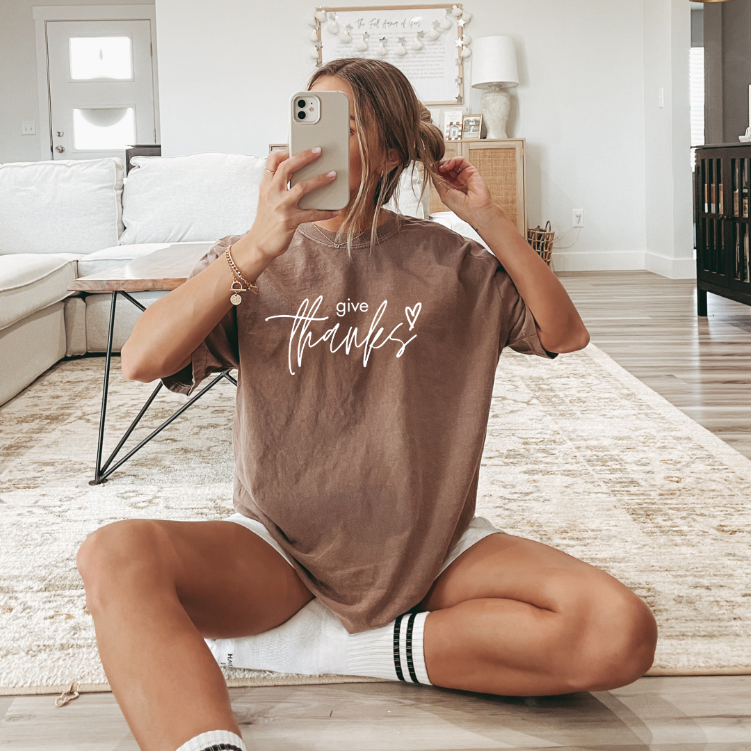 Give Thanks Fall Tee - Graphic Tee - Multiple Color Hoodie, Sweatshirt | PodTeesHub.com