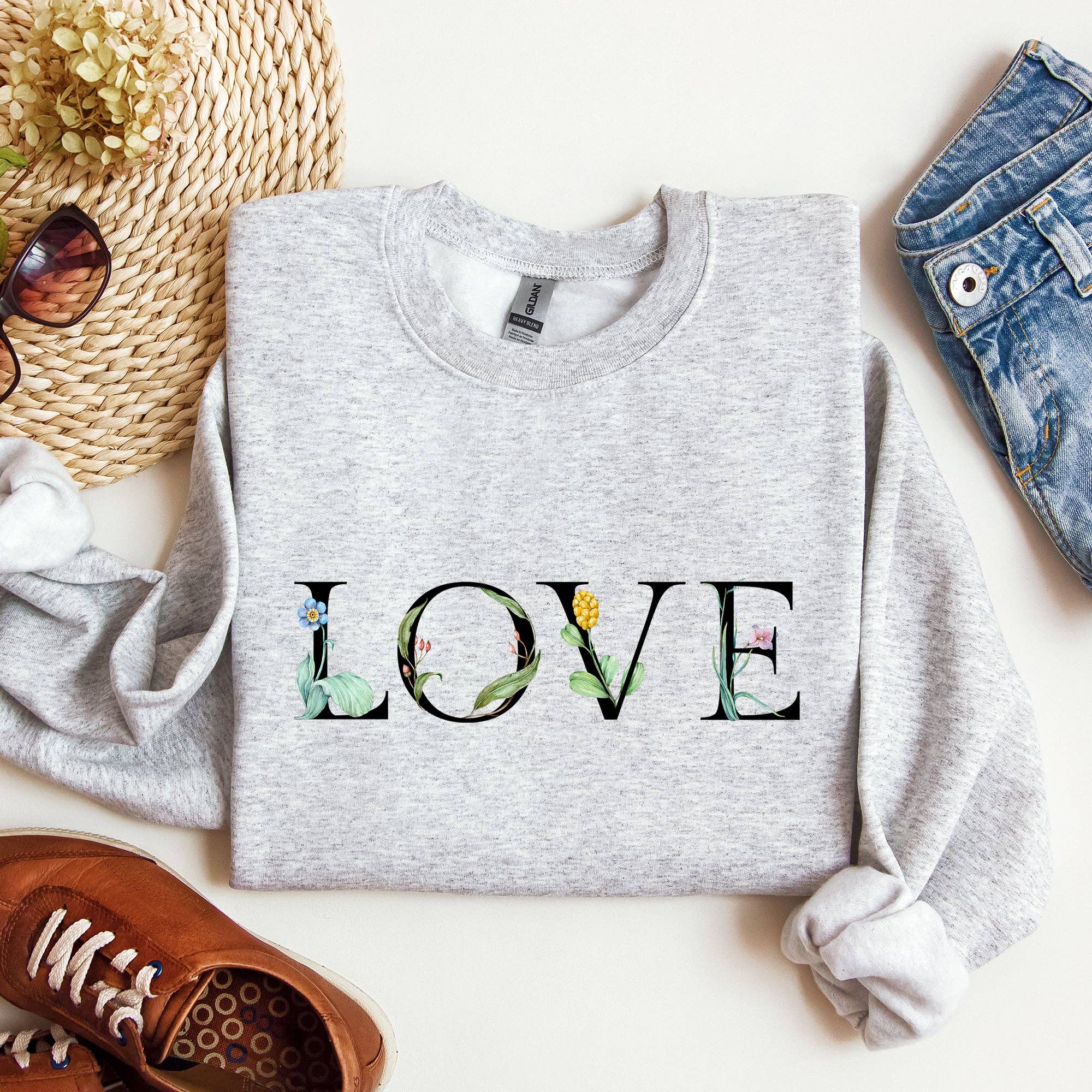 Love Flowers, Sweatshirt, Valentine's Day T-Shirts, Hoodie | PodTeesHub.com