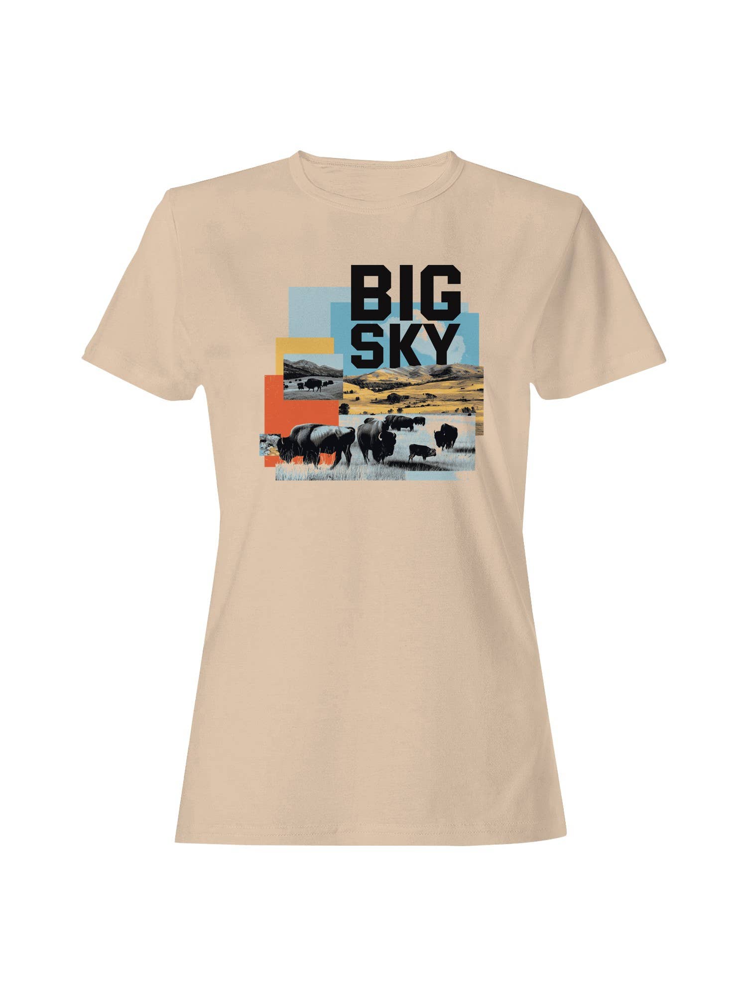 Big Sky Bison Landscape Art Women's T-Shirt Hoodie, Sweatshirt | PodTeesHub.com