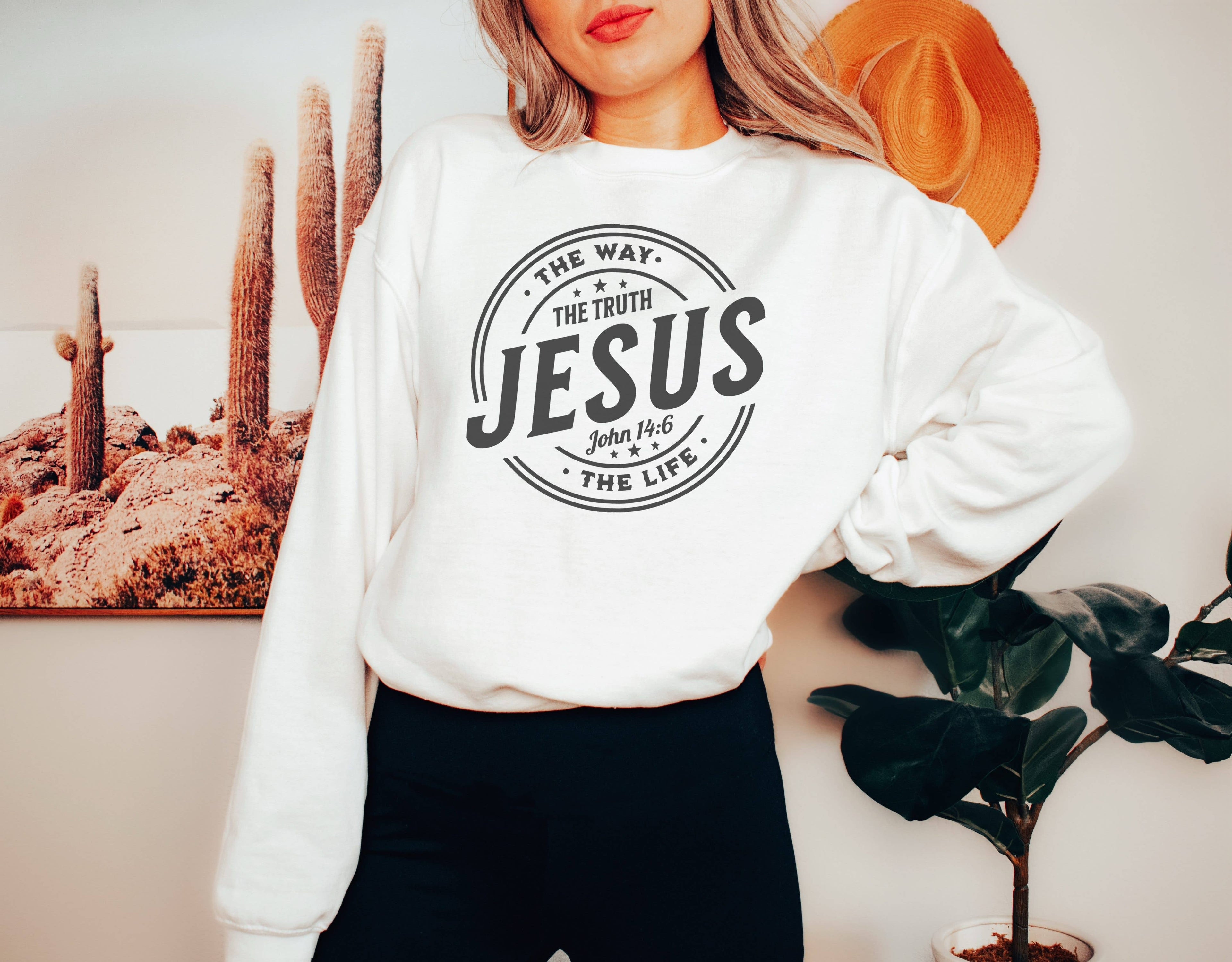 The Way the Truth the Life Crew Neck Sweatshirt T-Shirts, Hoodie | PodTeesHub.com