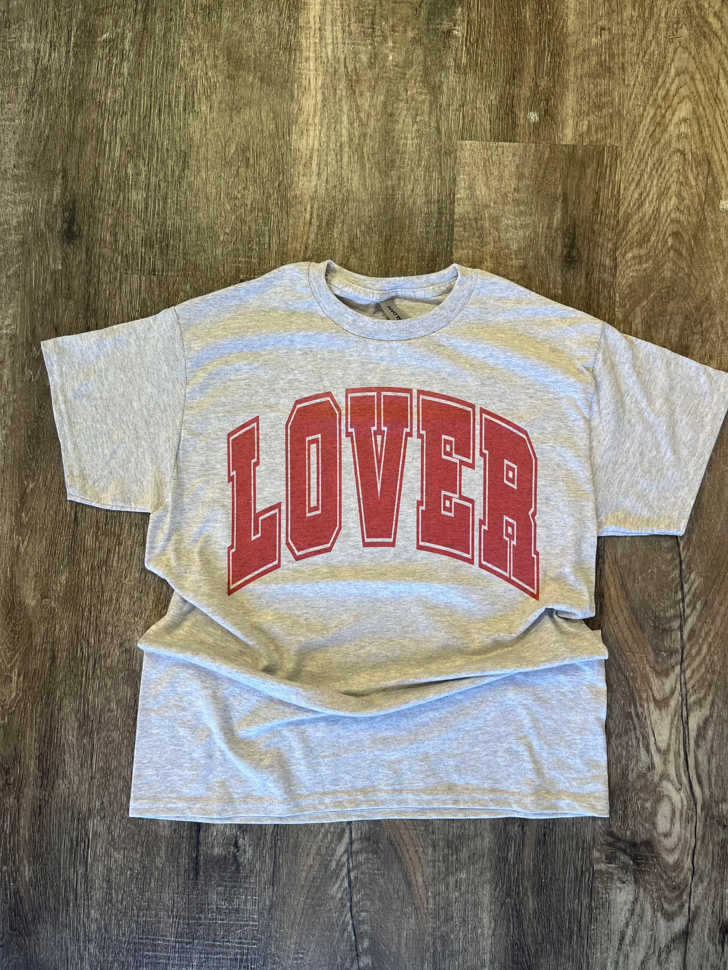 Lover Red Letters - Ash Gray Tee Hoodie, Sweatshirt | PodTeesHub.com