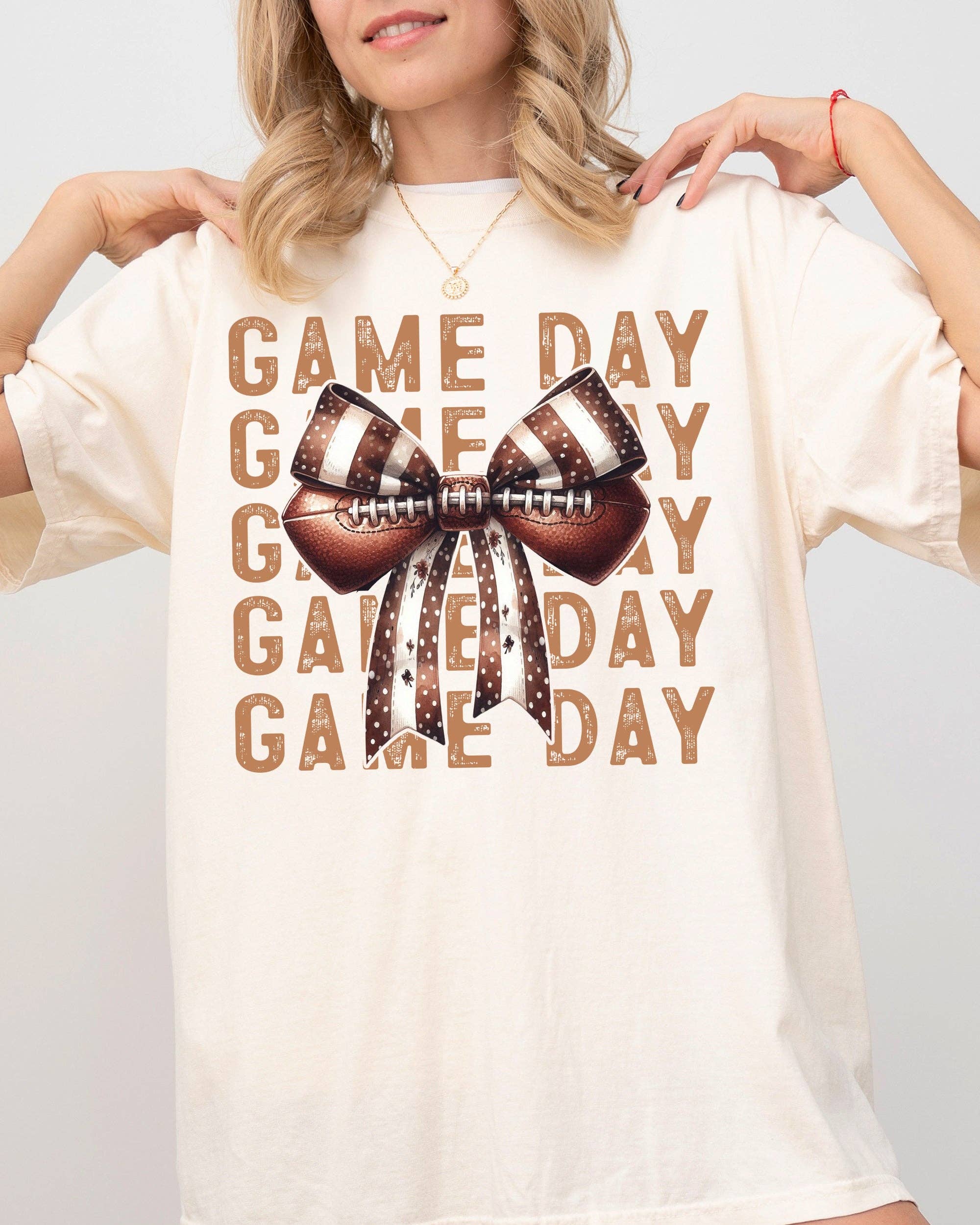 Game Day, Football, Bow, Vintage Halloween Tshirt Hoodie, Sweatshirt | PodTeesHub.com
