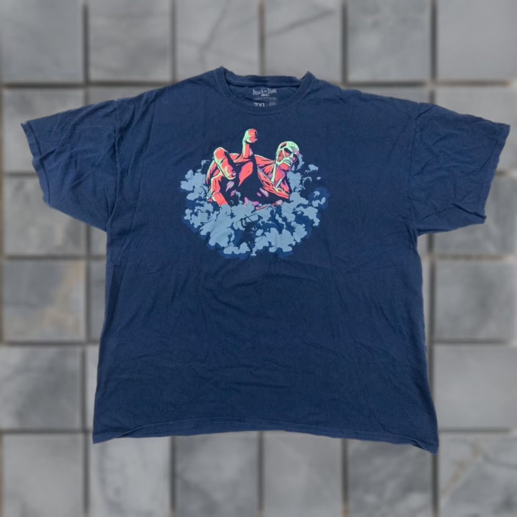 Vintage Attack On Titan Shirt Adult 3xl Blue Graphic Tee Anime Mens Hoodie, Sweatshirt | PodTeesHub.com