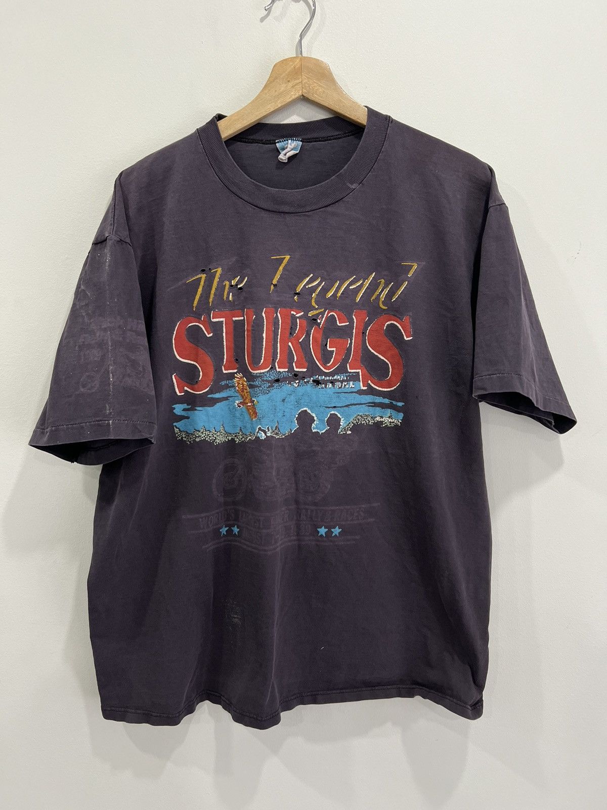 Vintage Sturgis Tee Shirt Sun Faded Thrashed Hoodie, Sweatshirt | PodTeesHub.com