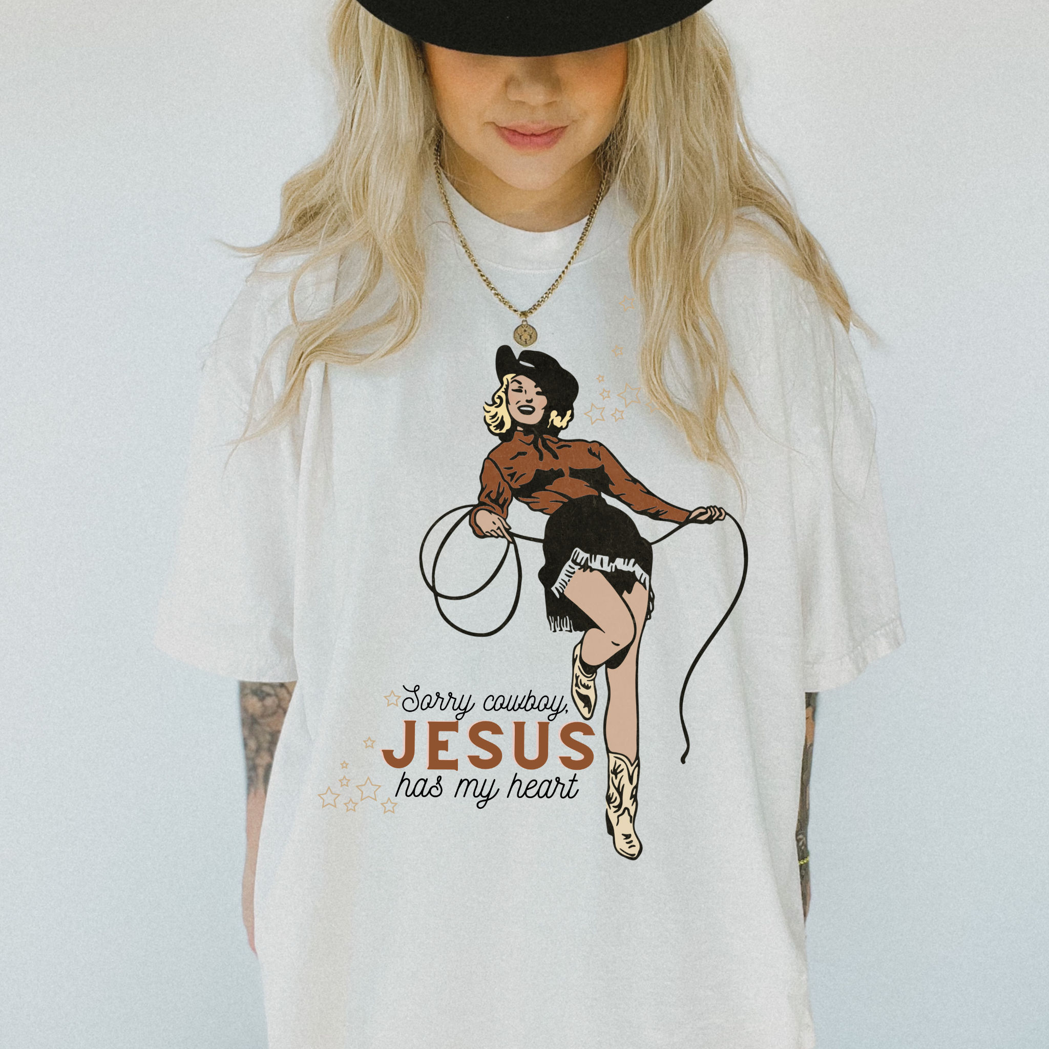 Sorry Cowboy Jesus Has My Heart Comfort Color Graphic Tee Hoodie, Sweatshirt | PodTeesHub.com
