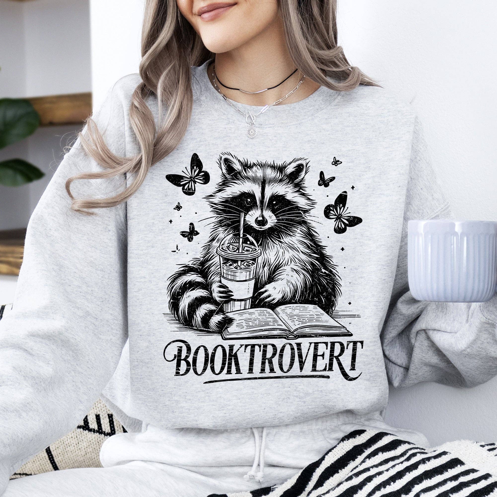 Booktrovert, Raccoon, Reading, Booktok, Library, Sweatshirt T-Shirts, Hoodie | PodTeesHub.com