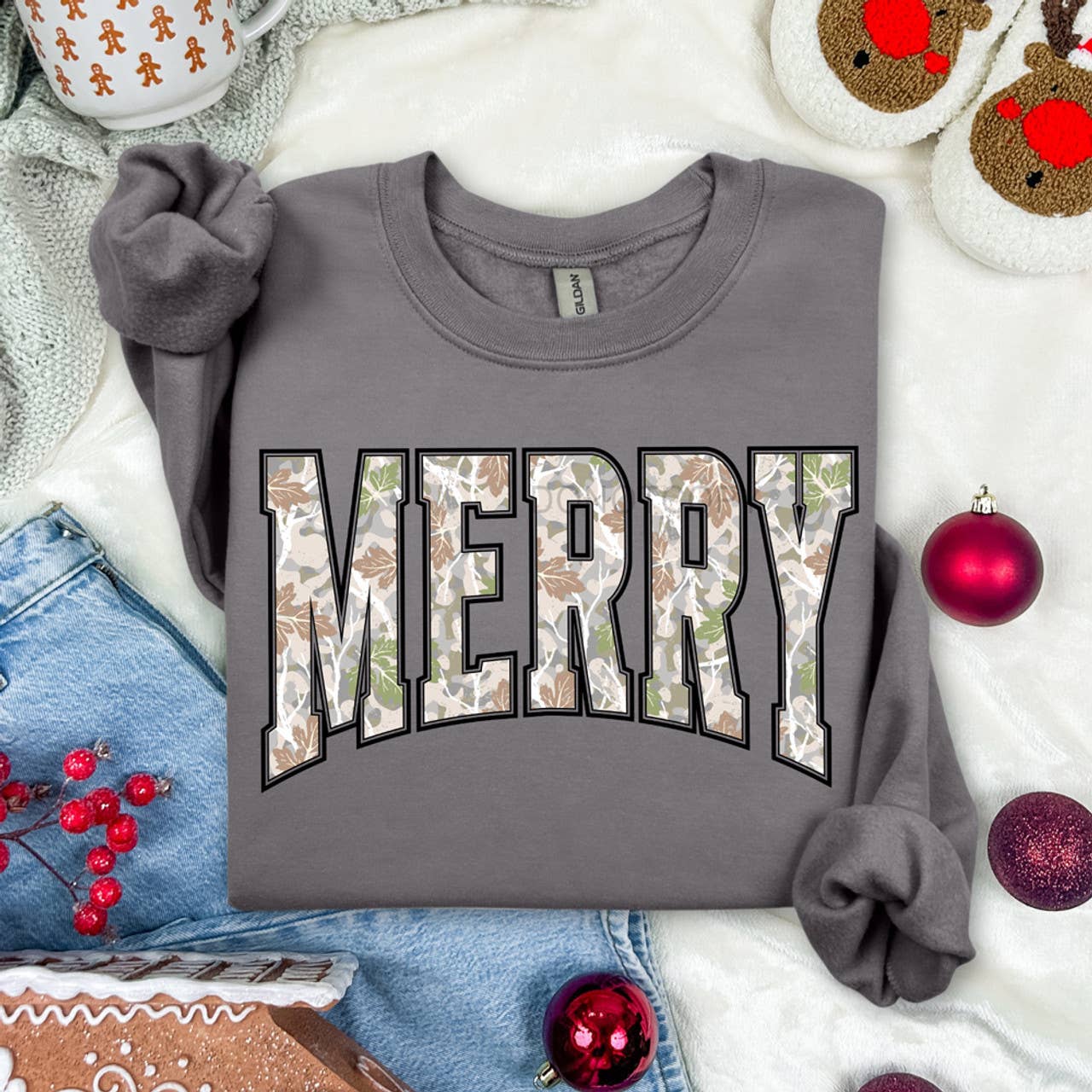 Camo Merry Sweatshirt T-Shirts, Hoodie | PodTeesHub.com