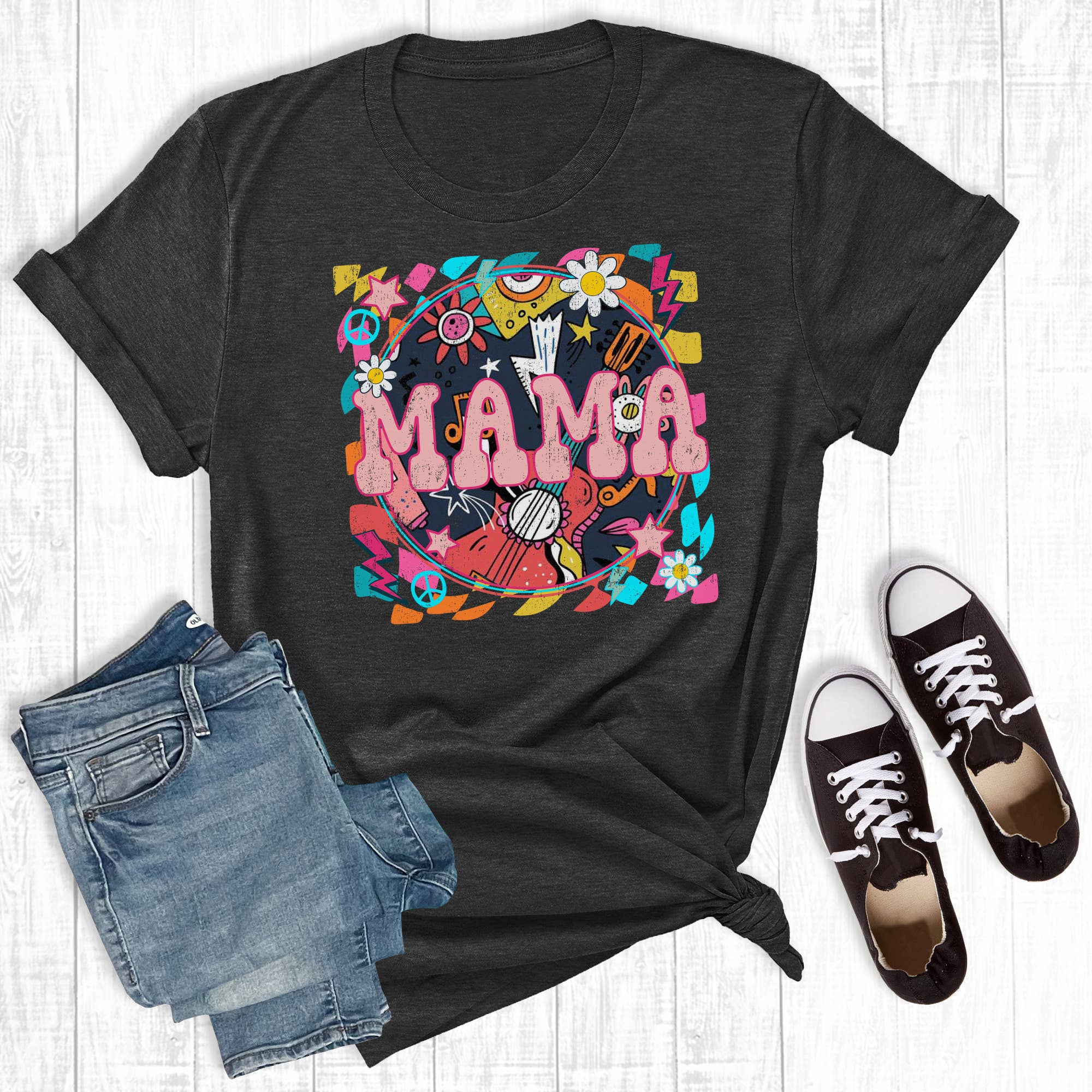 Retro Rock Mama Graphic Tee Hoodie, Sweatshirt | PodTeesHub.com