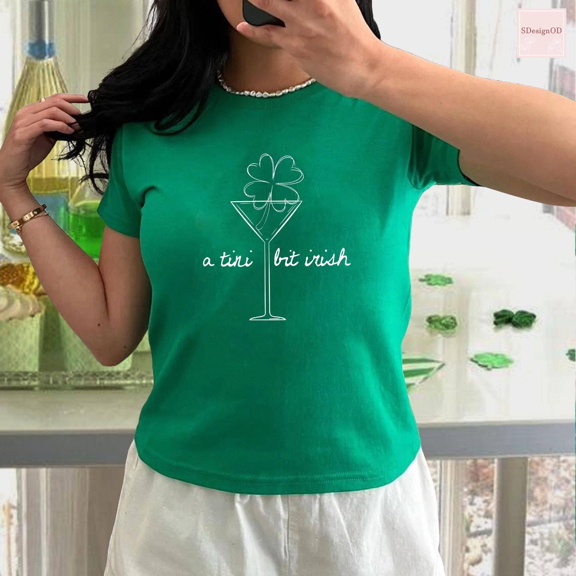 Shamrock Martini St. Patrick's Day Baby Tee Lucky Girl Hoodie, Sweatshirt | PodTeesHub.com