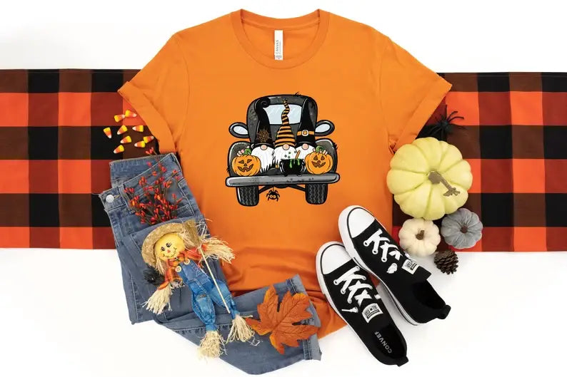 Halloween Gnomes with Truck T-Shirt Hoodie, Sweatshirt | PodTeesHub.com