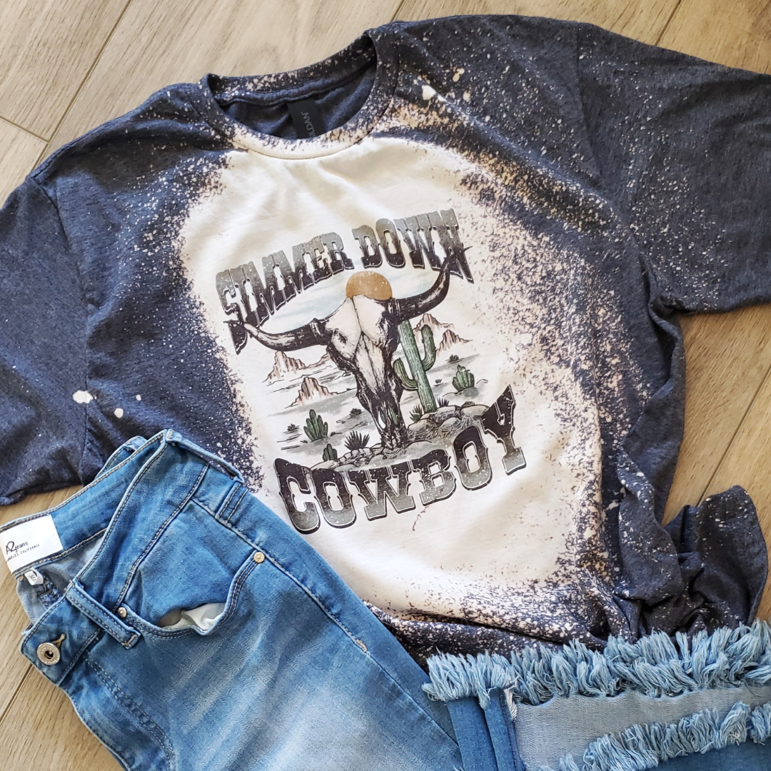 Simmer Down Cowboy Western Graphic Tee Hoodie, Sweatshirt | PodTeesHub.com