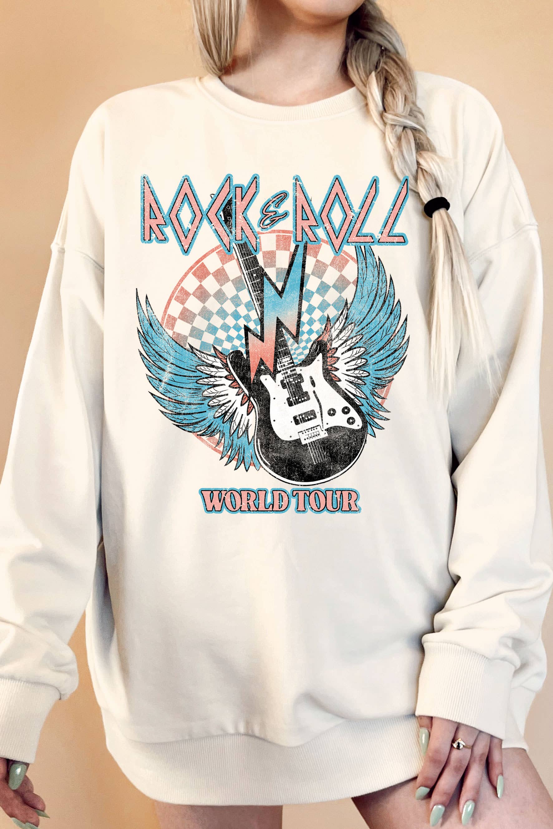 Rock and Roll Wings Guitar Oversize Graphix Terry Sweatshirt T-Shirts, Hoodie | PodTeesHub.com