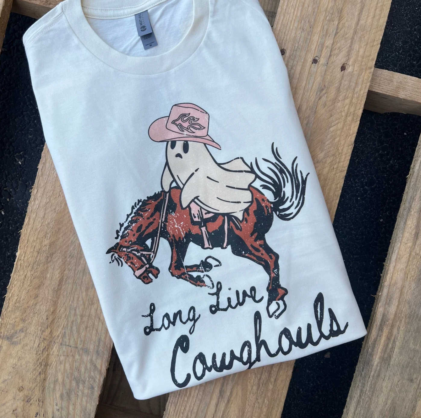 Bucking Horse Long Live Cowghouls - Cream Tee Hoodie, Sweatshirt | PodTeesHub.com
