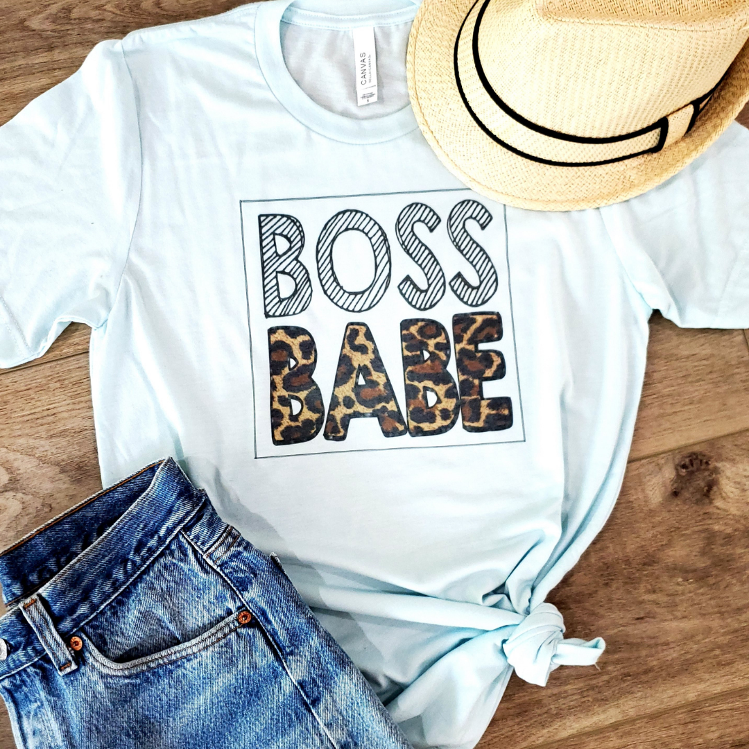 Leopard Boss Babe Graphic Tee Hoodie, Sweatshirt | PodTeesHub.com