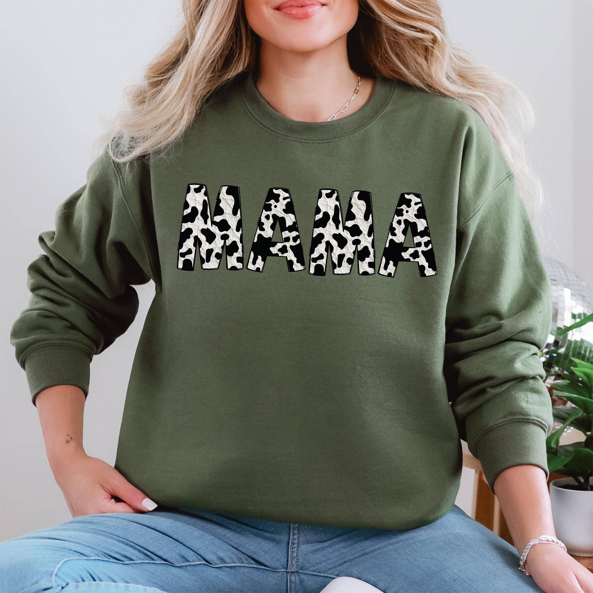 Mama, Cow Print Classic Animal Print Mother's Day Sweatshirt T-Shirts, Hoodie | PodTeesHub.com