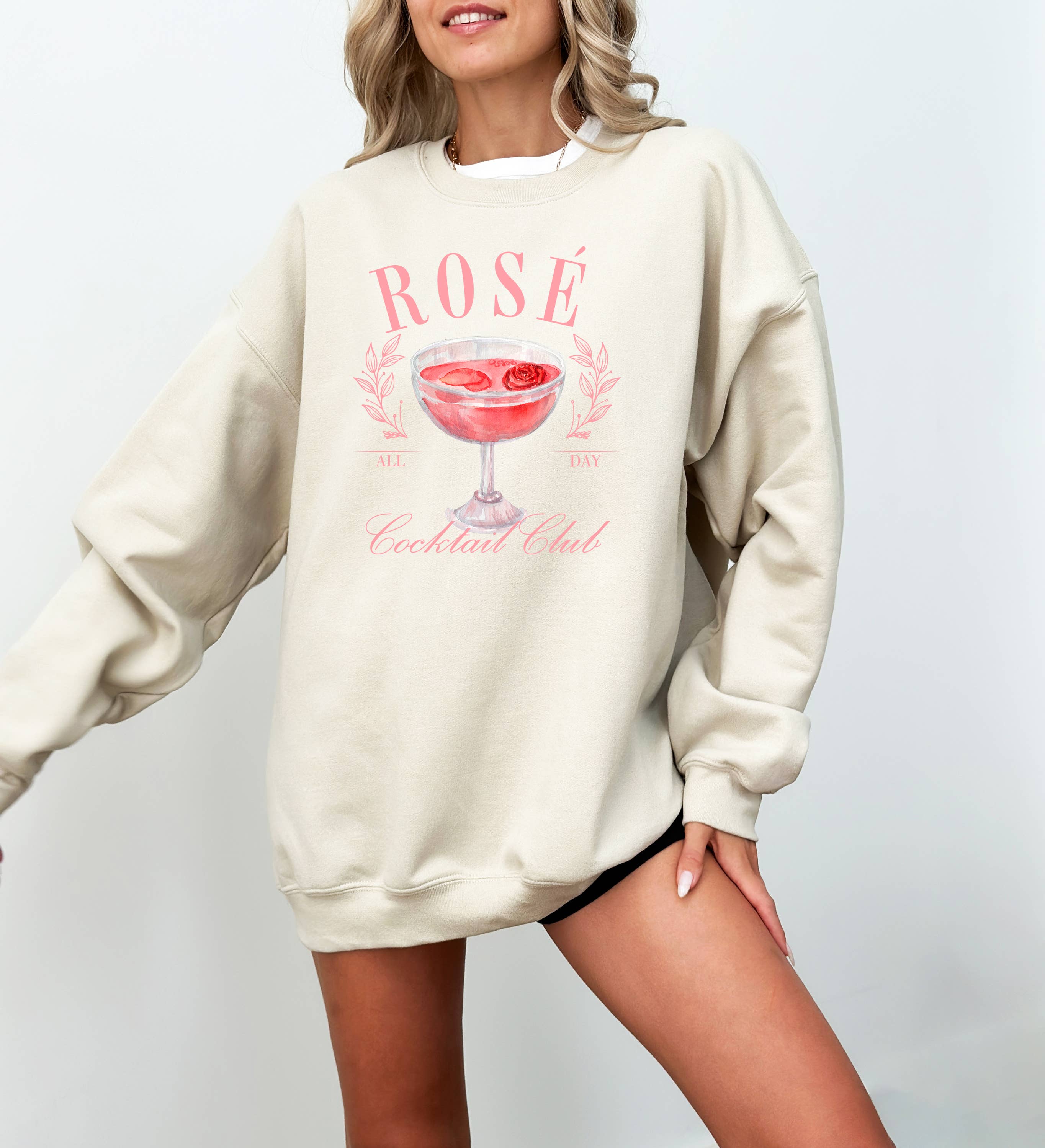 Rose Social Club, Cocktail Time, Wine, Girly, Women's Shirt Hoodie, Sweatshirt | PodTeesHub.com