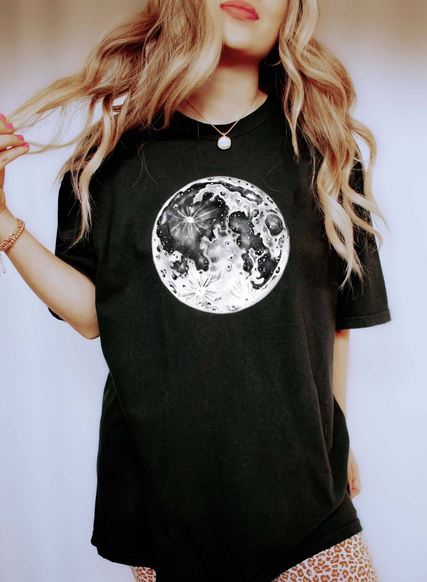 Full Moon Bw Celestial T-Shirt Hoodie, Sweatshirt | PodTeesHub.com