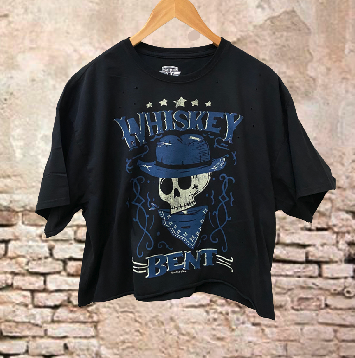 Whiskey Bent Skull Oversized Cropped  T- Shirt Hoodie, Sweatshirt | PodTeesHub.com