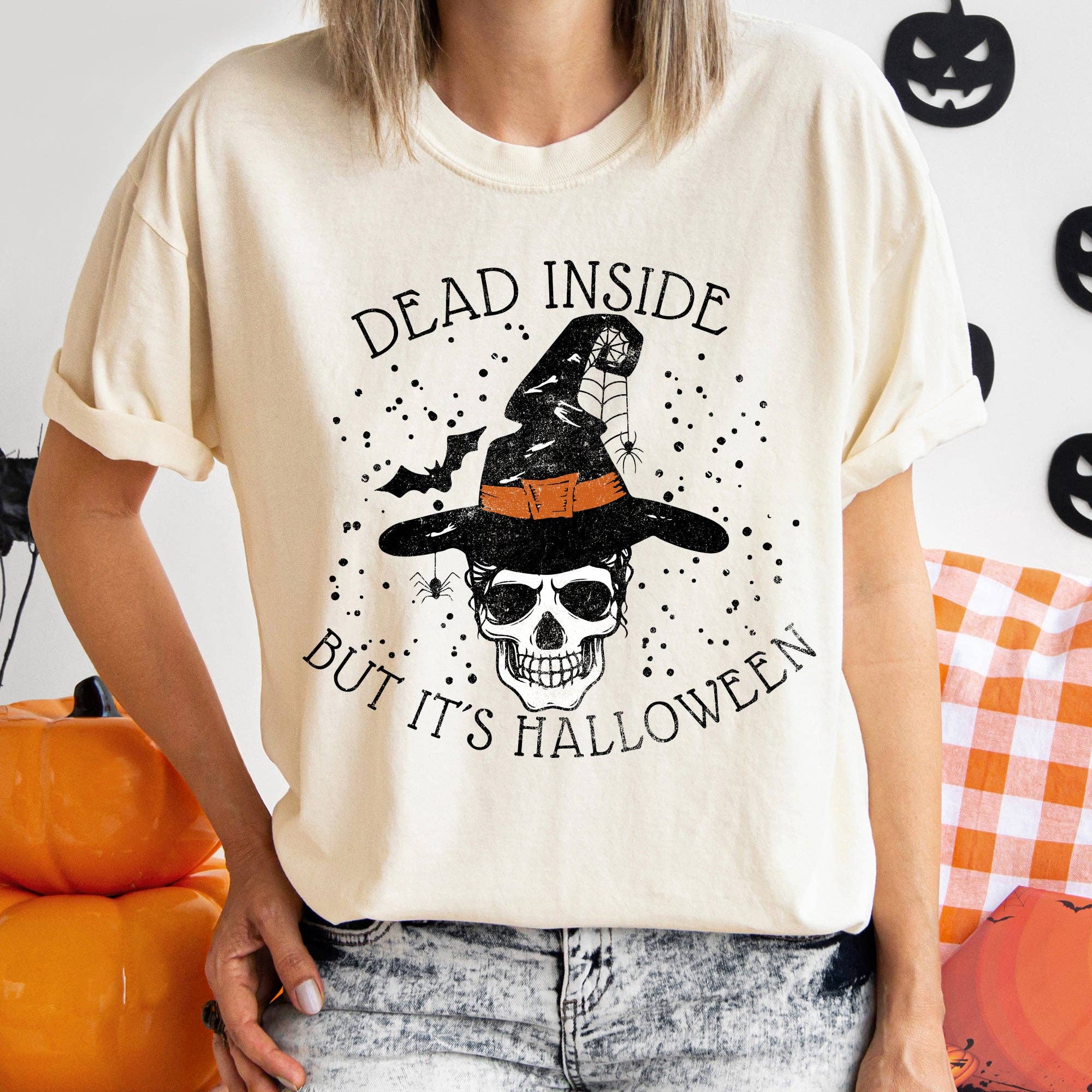 Dead Inside Skull Vintage Halloween T-Shirt Hoodie, Sweatshirt | PodTeesHub.com