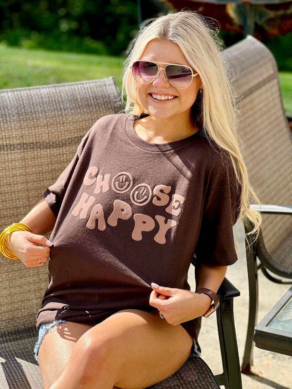 Choose Happy Tone On Tone Puff Tee Hoodie, Sweatshirt | PodTeesHub.com