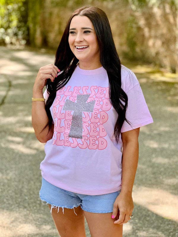 Blessed Cross Glitter Sublimation Combo Tee Hoodie, Sweatshirt | PodTeesHub.com