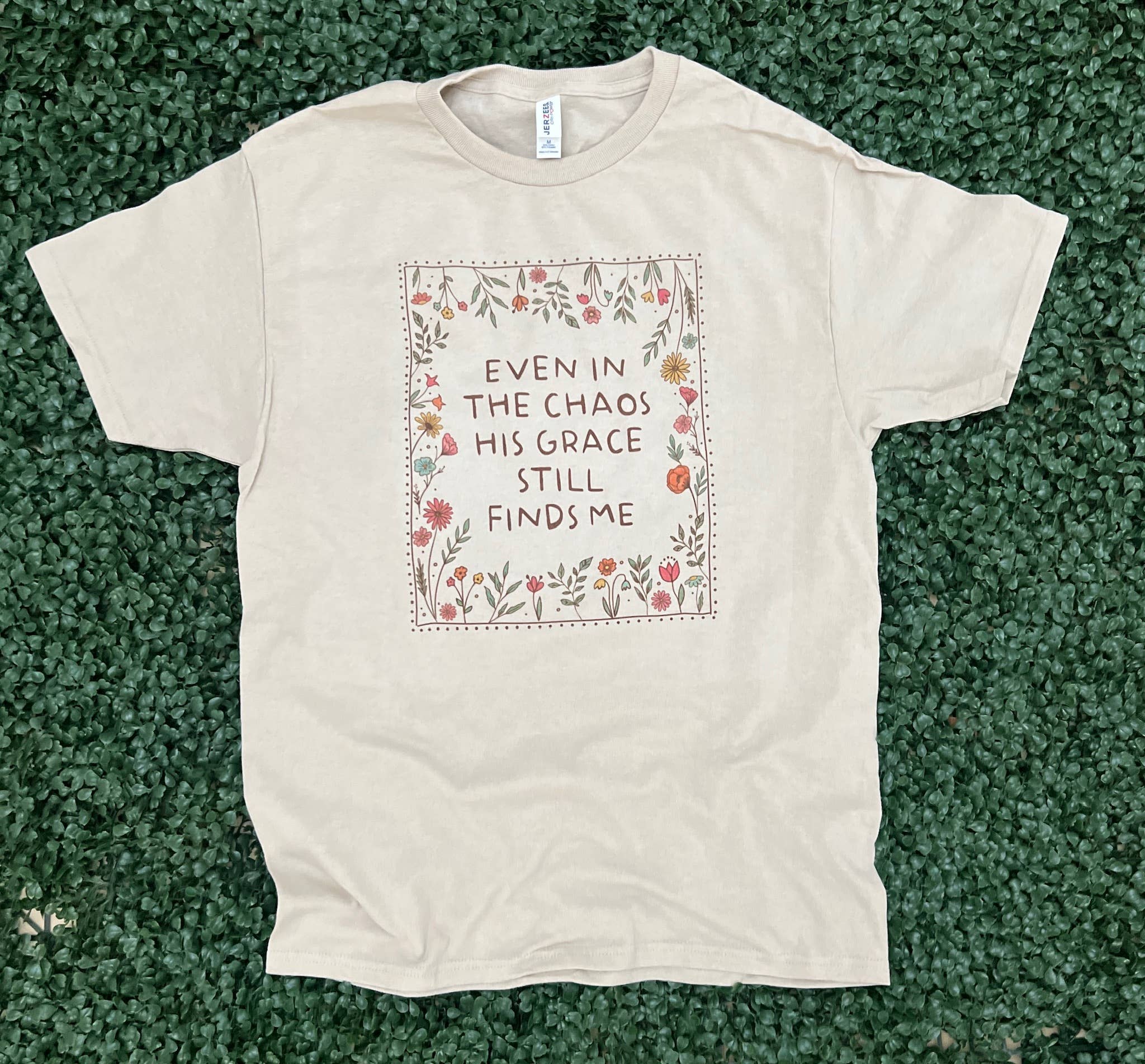 Even in the Chaos His Grace Still Finds Me On Sand Tee Hoodie, Sweatshirt | PodTeesHub.com