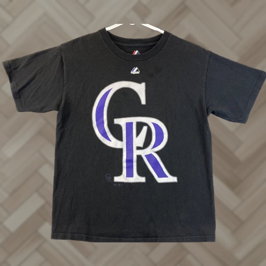 Mlb Colorado Rockies Baseball Graphic Sports Tee Shirt Youth L Black Boys T Shirt Majestic Regul Hoodie, Sweatshirt